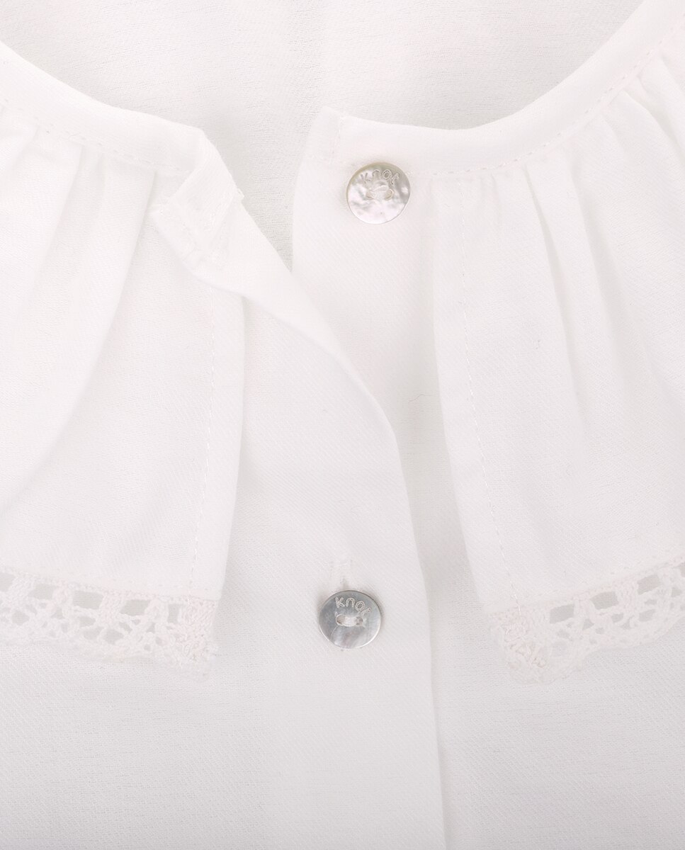 Blusa Infantil de Algodão com Gola Bordada KNOT Branco-2