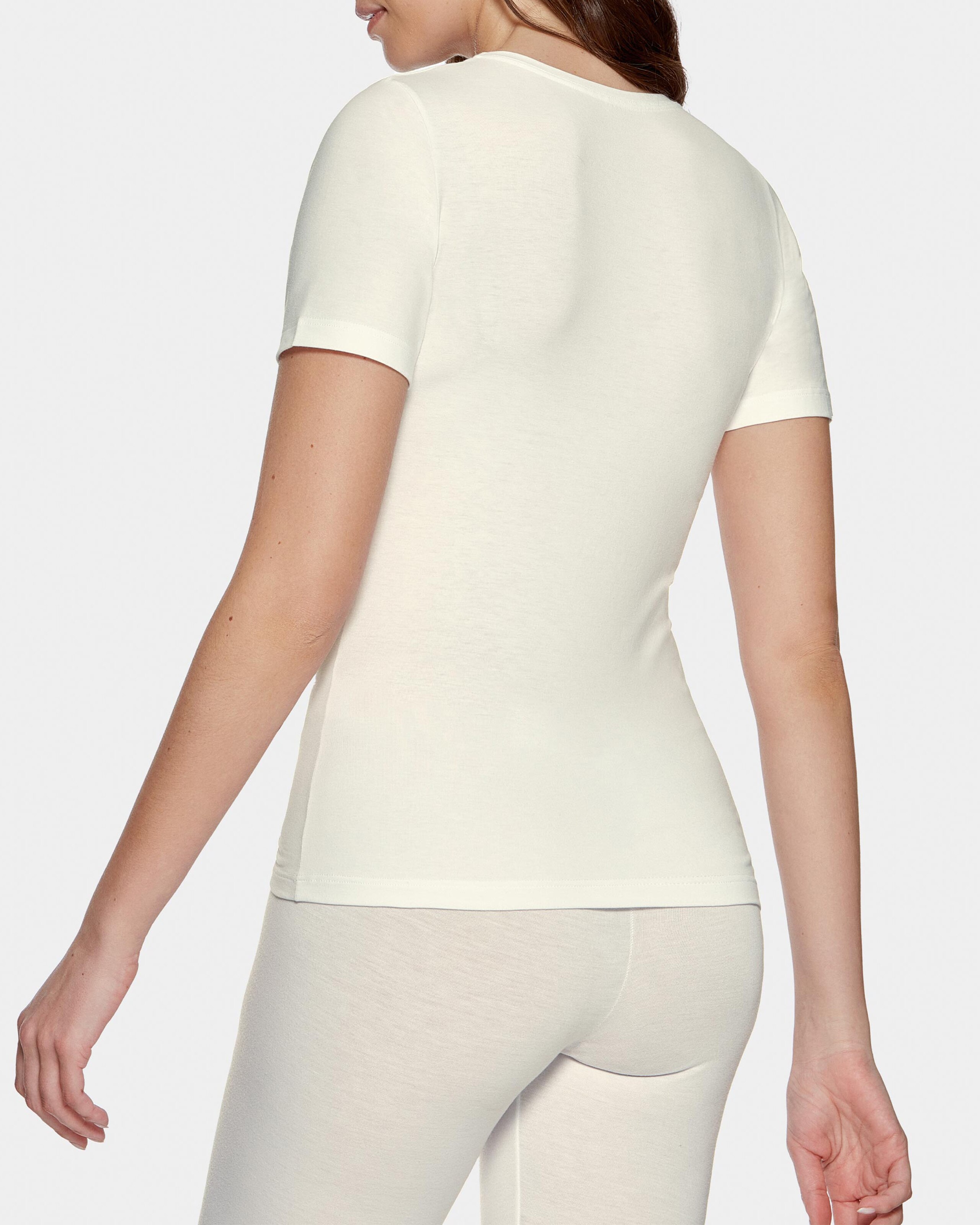 Camiseta interior de mujer de manga corta en Lana Lyocell - Impetus - Blanco Blanco-2