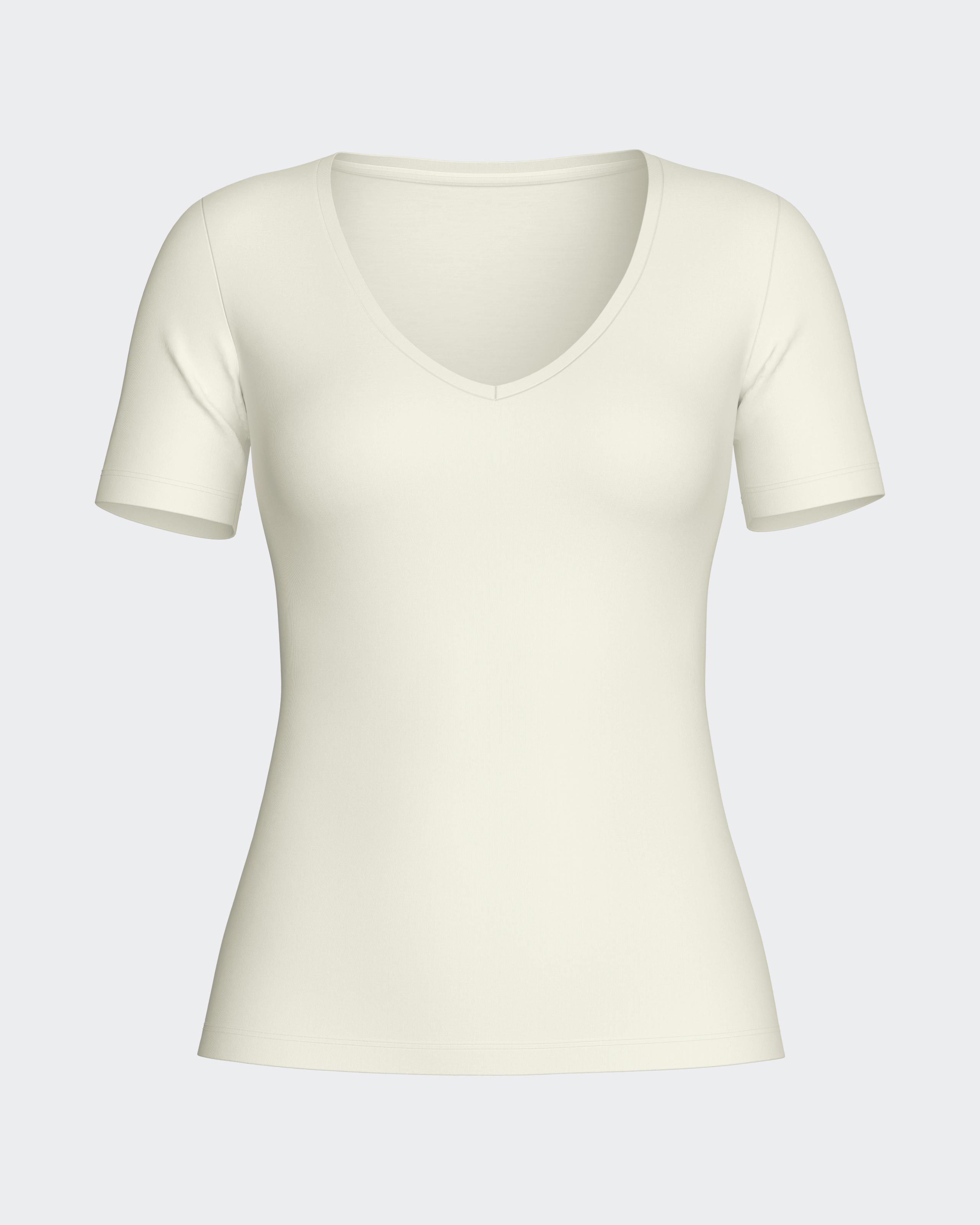 Camiseta interior de mujer de manga corta en Lana Lyocell - Impetus - Blanco Blanco-3