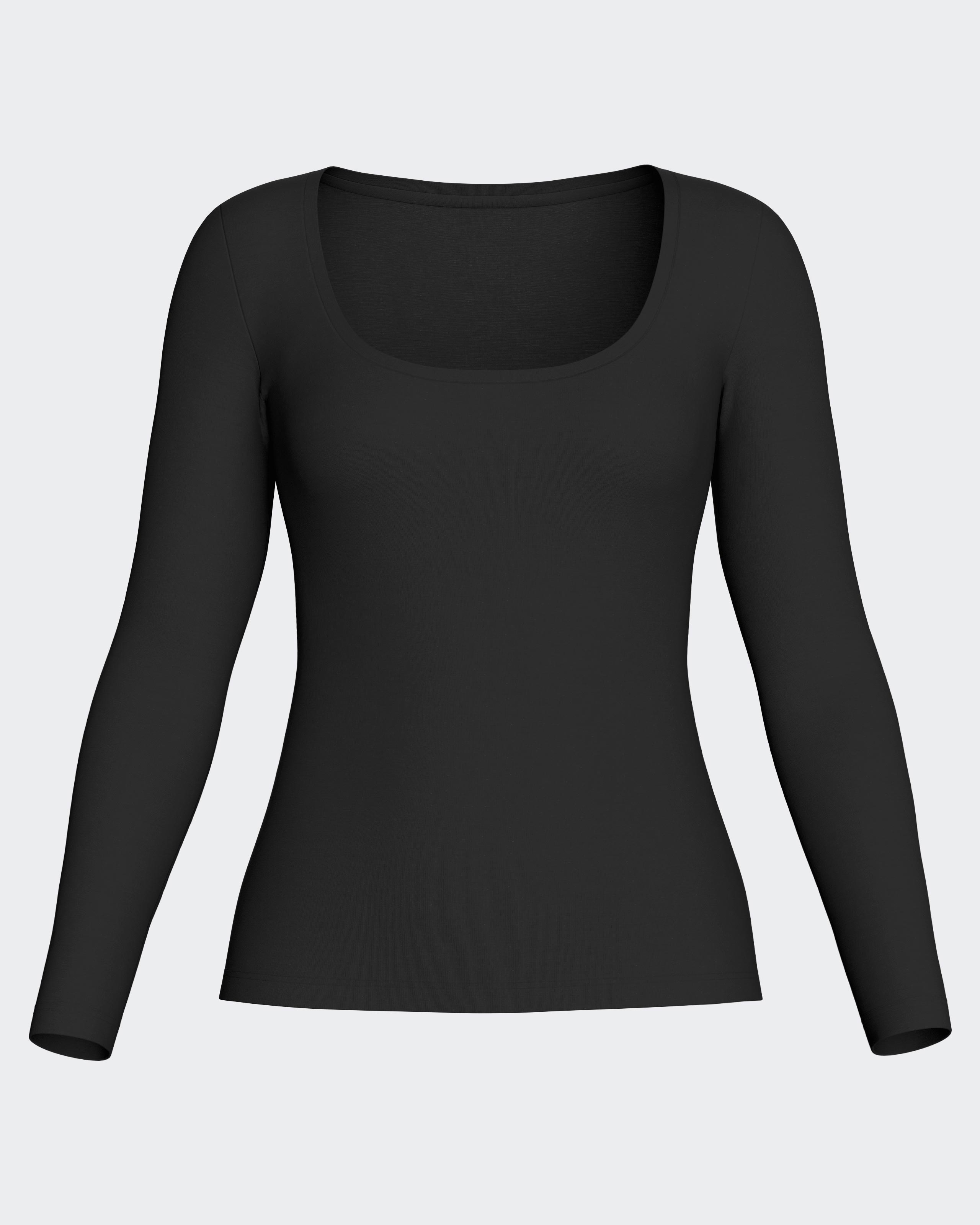 Camiseta interior de mujer de manga corta en lana lyocell - Impetus - Negro Negro-3