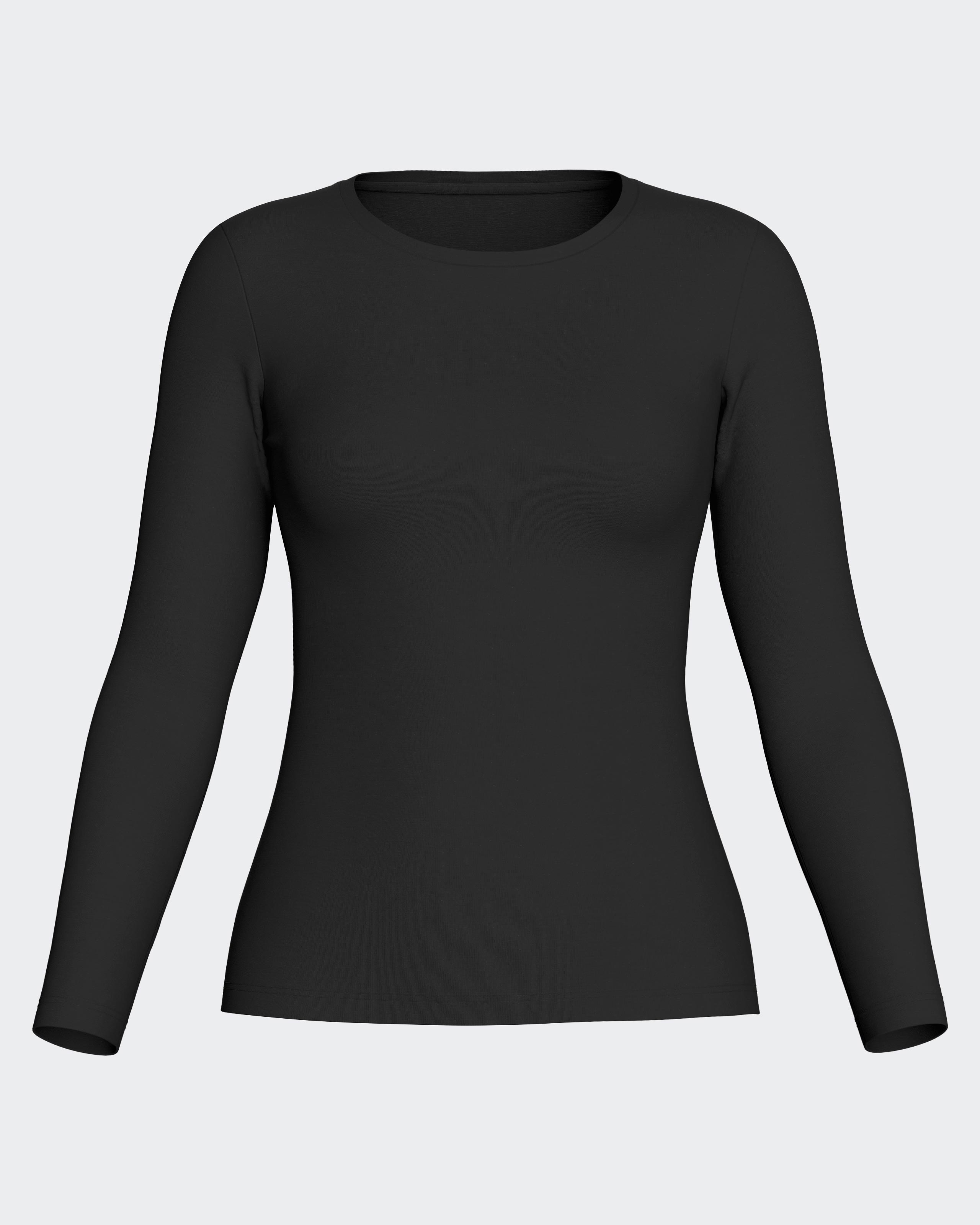 Camiseta interior de mujer de manga corta en lana lyocell - Impetus - Negro Negro-3