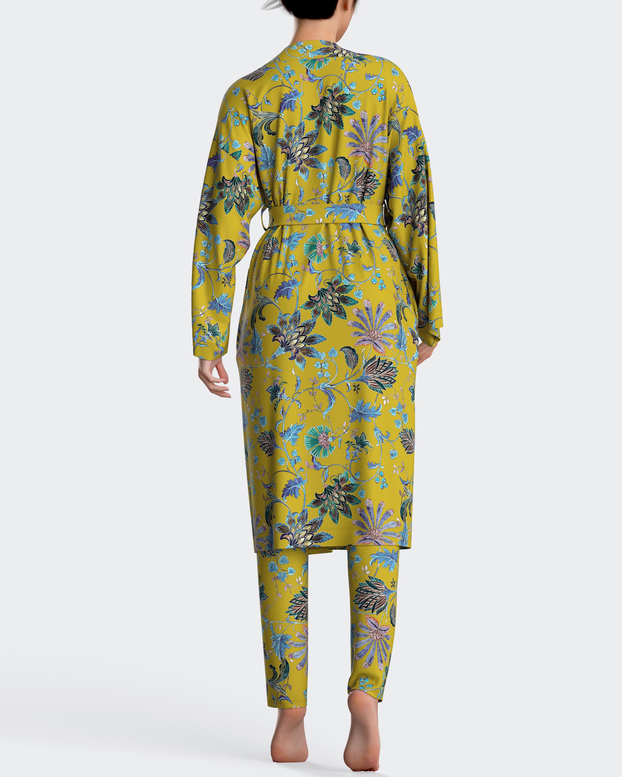 Bata de mujer estampada en algodón modal - Impetus - Amarillo Amarillo-2