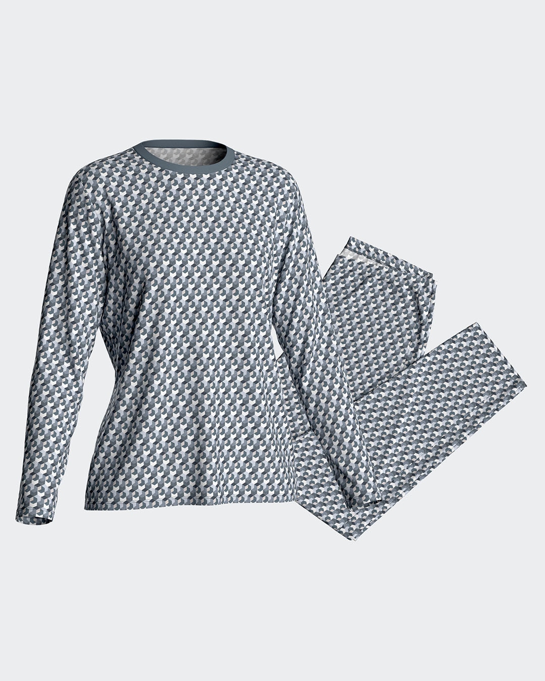 Pijama de mujer largo micromotivo estampado en algodón modal - Impetus - Gris Gris-3