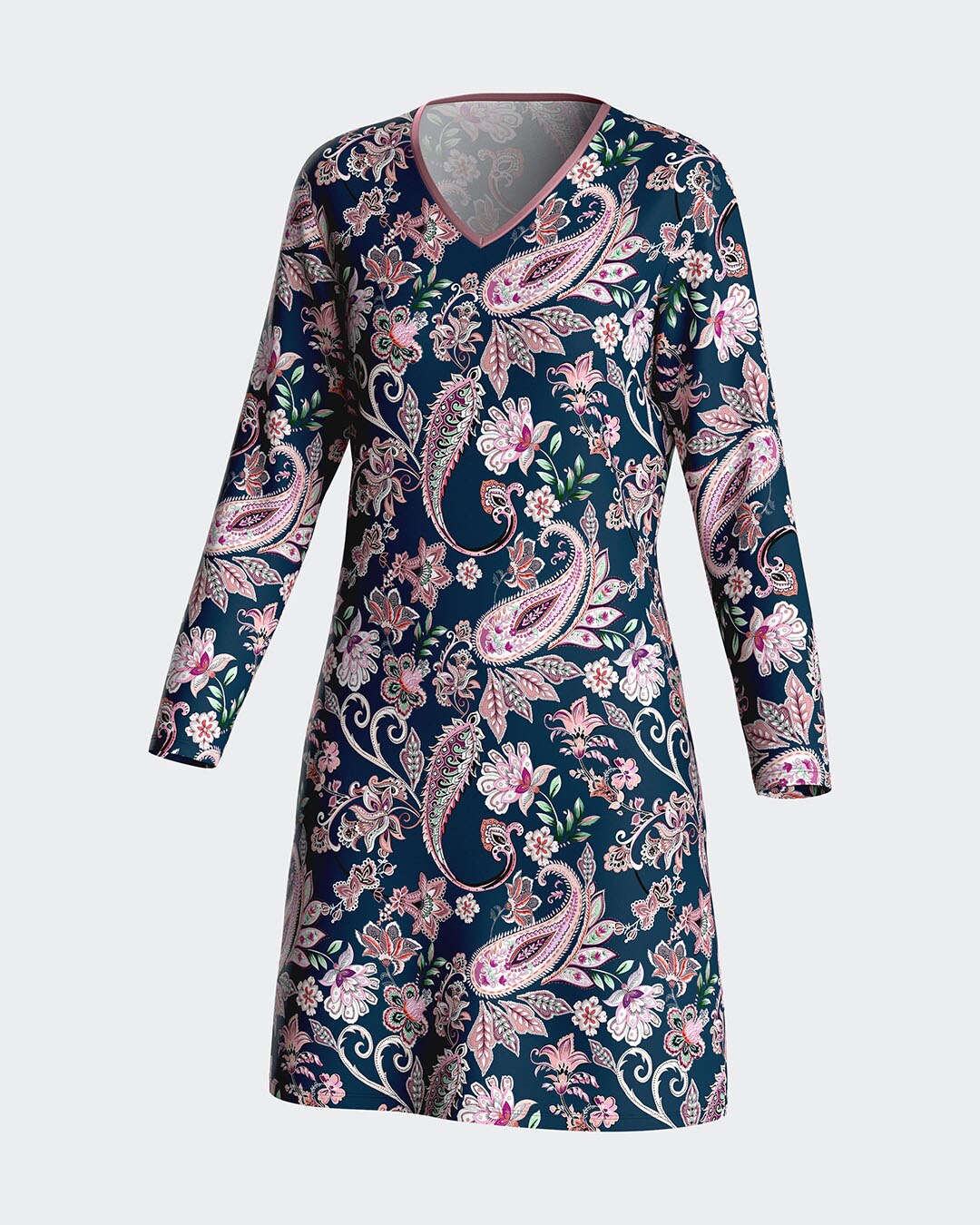 Camisón de manga larga con estampado paisley - Impetus - Azul oscuro Azul oscuro-3