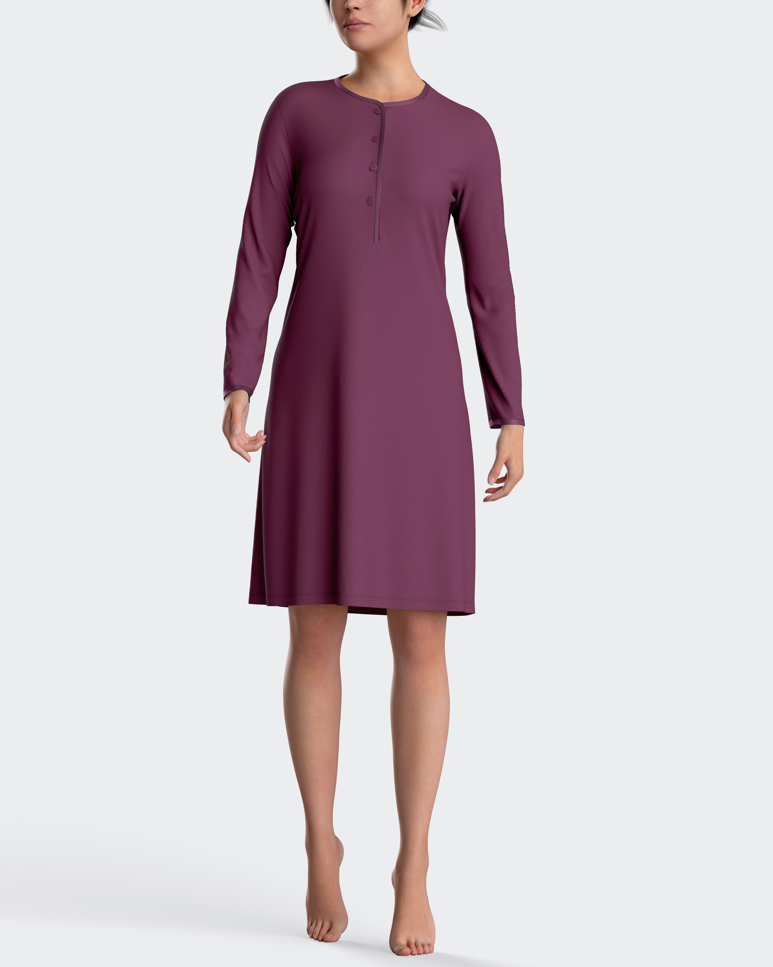 Camisón liso con botones en modal - Impetus - Morado Morado-1