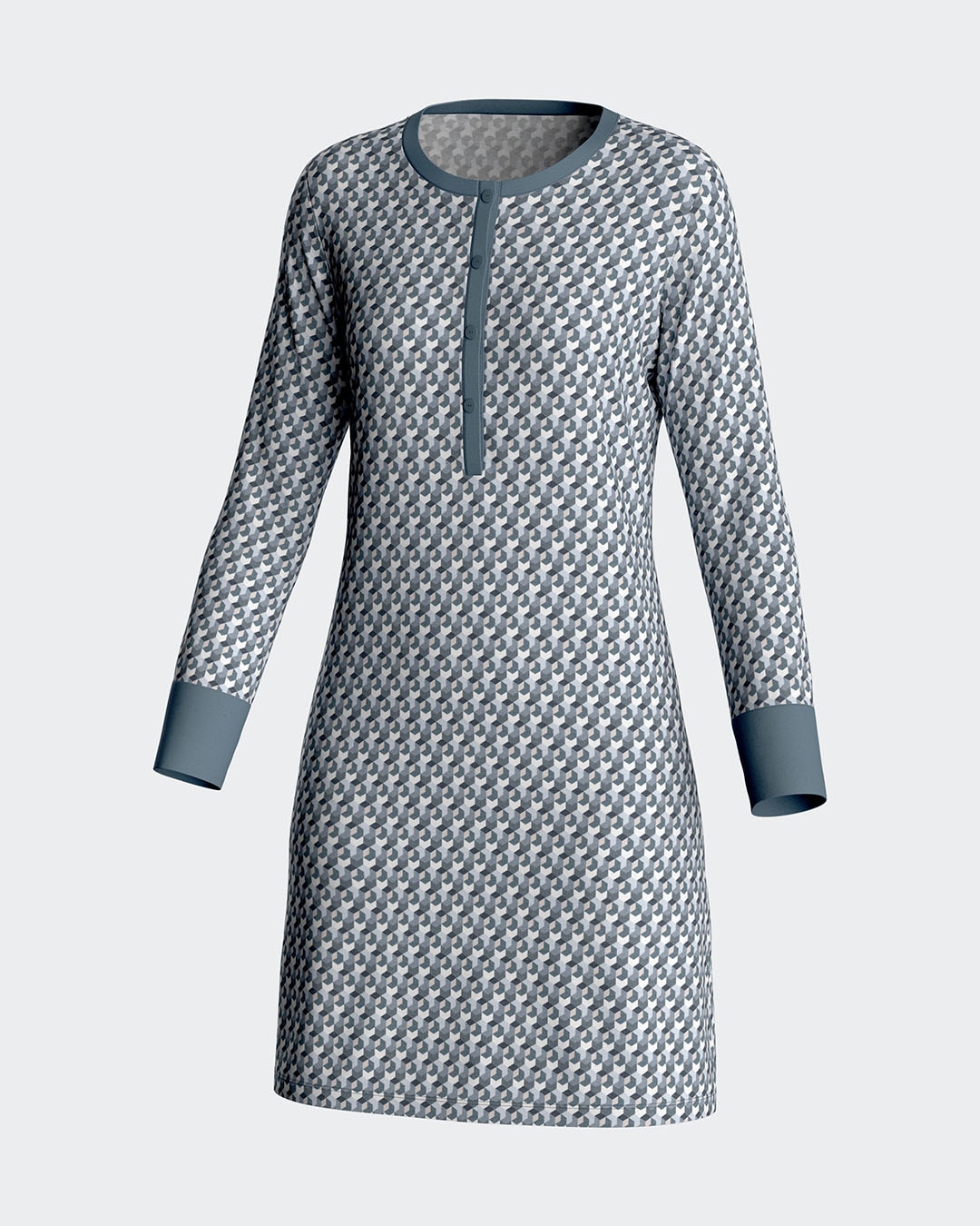 Camisón estampado en algodón modal - Impetus - Gris Gris-3