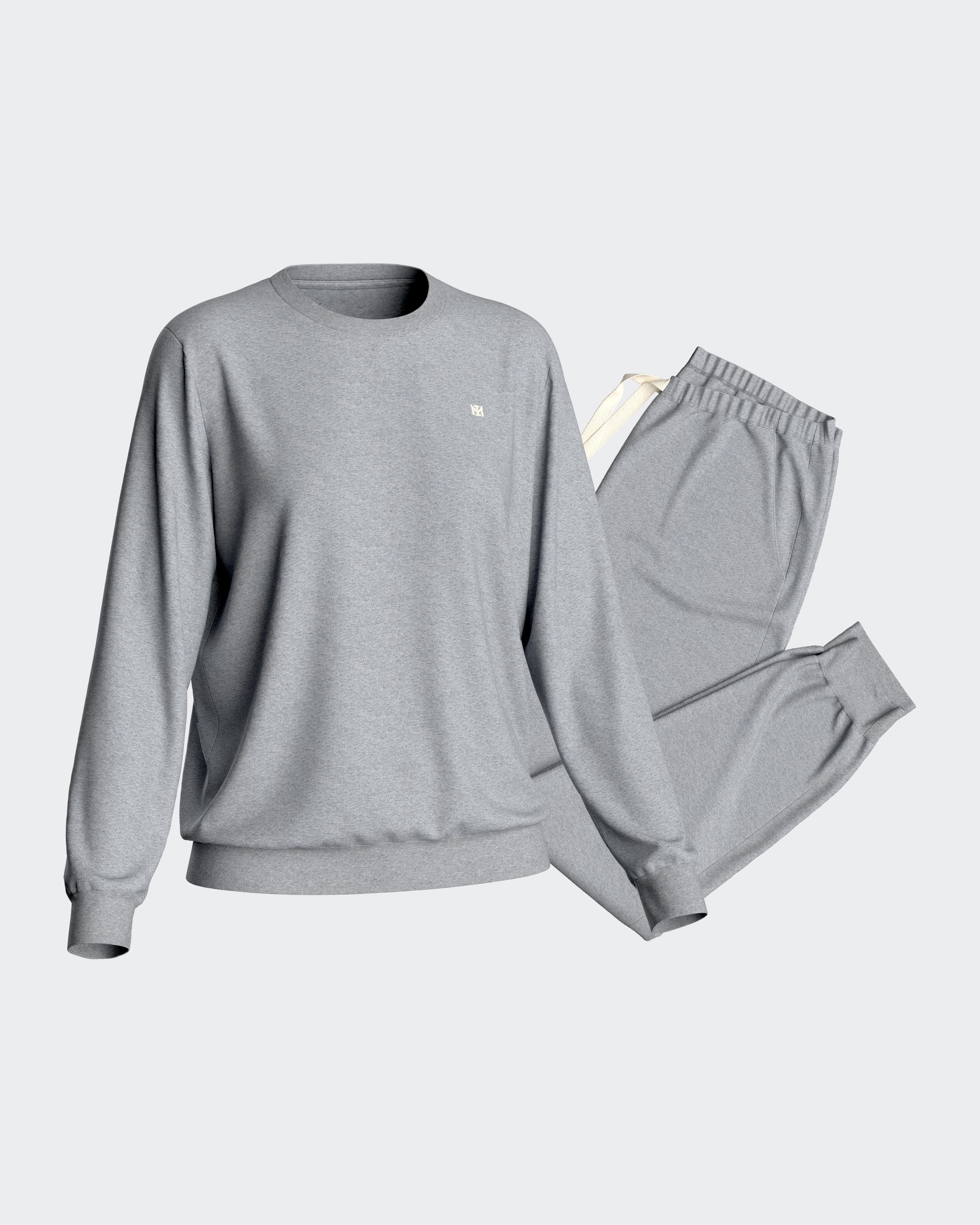 Pijama de mujer largo liso en algodón - Impetus - Gris Gris-3