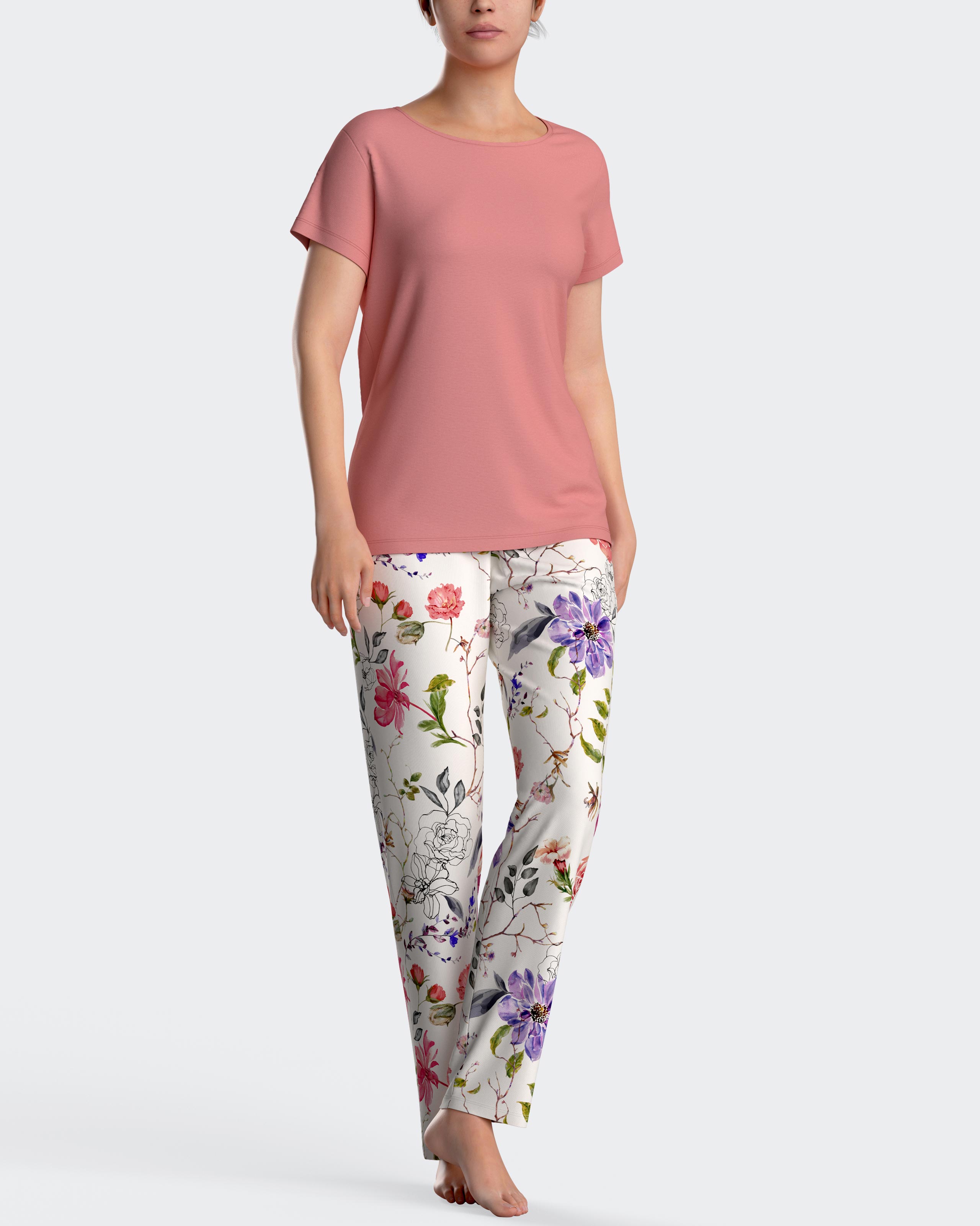 Pijama de mujer largo estampado floral - Impetus - Salmón Salmón-1