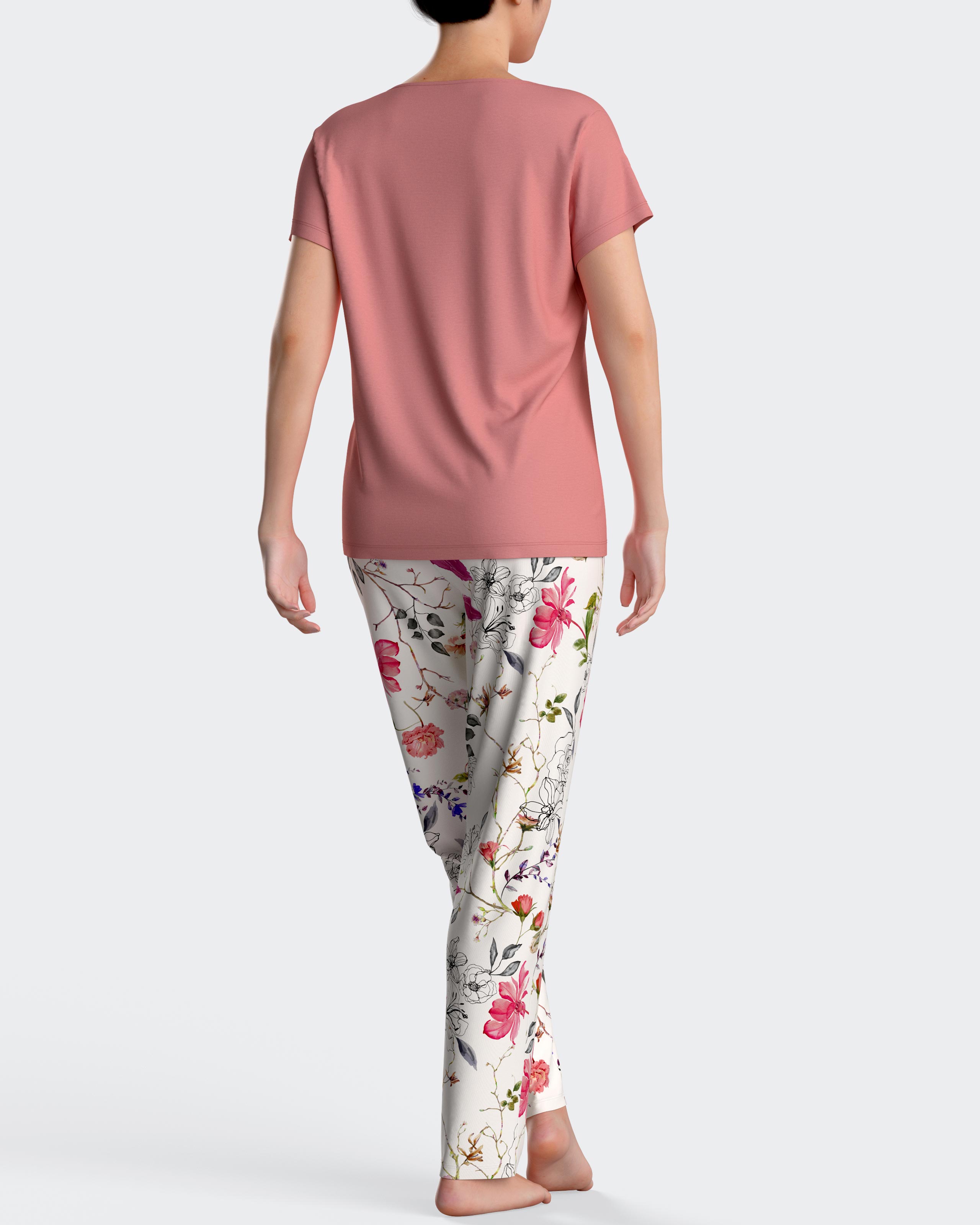 Pijama de mujer largo estampado floral - Impetus - Salmón Salmón-2