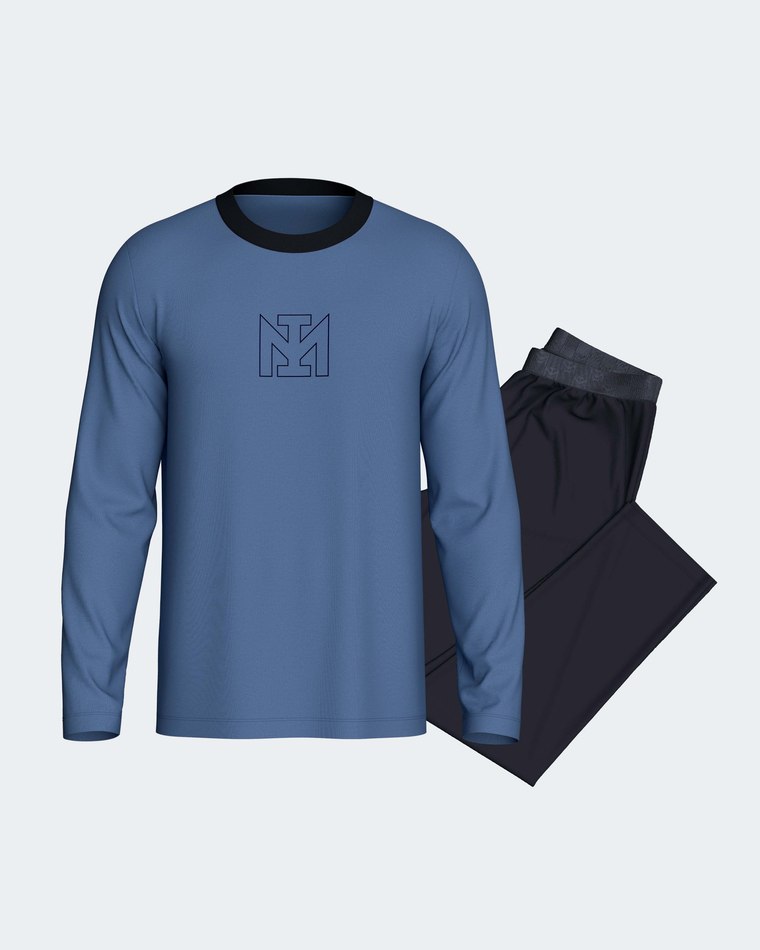 Imagen 1 de Pijama de hombre de algodón. Gris