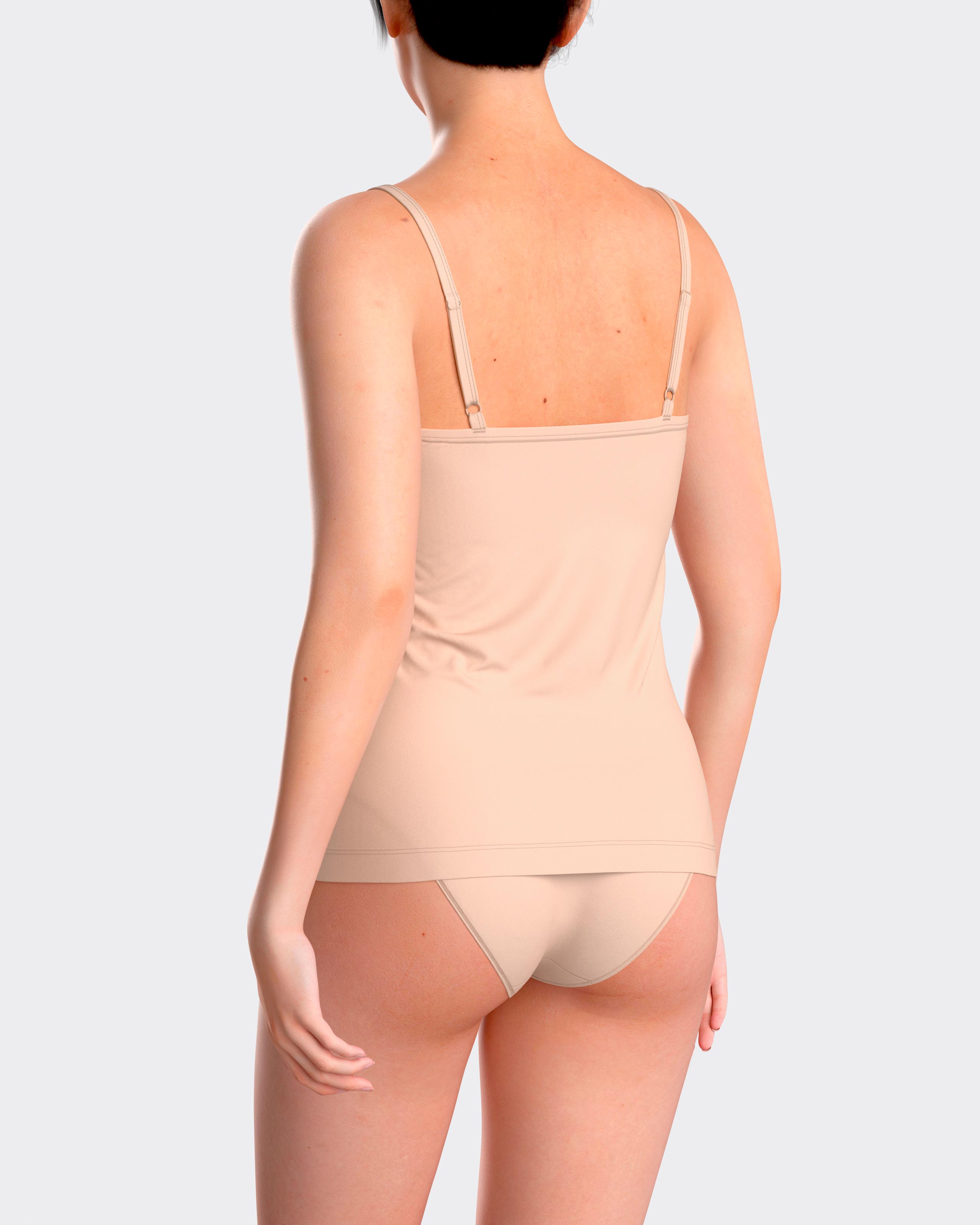 Camiseta interior básica de mujer de tirantes ajustables con escote de pico - Impetus - Beige Beige-2
