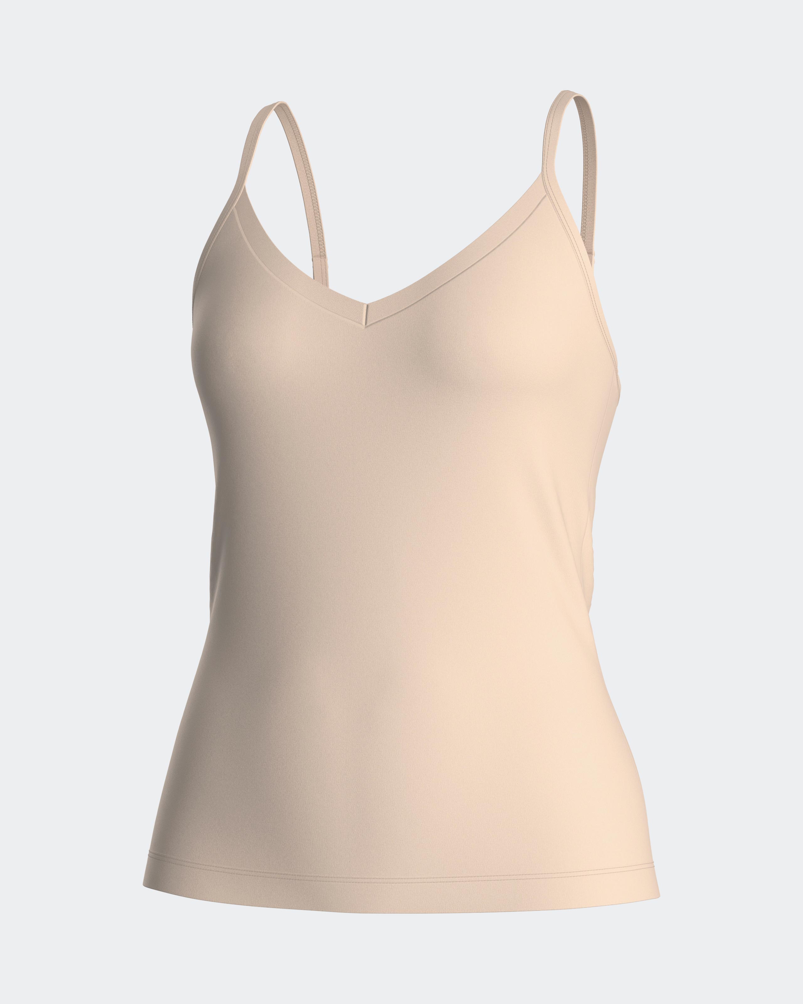 Camiseta interior básica de mujer de tirantes ajustables con escote de pico - Impetus - Beige Beige-3
