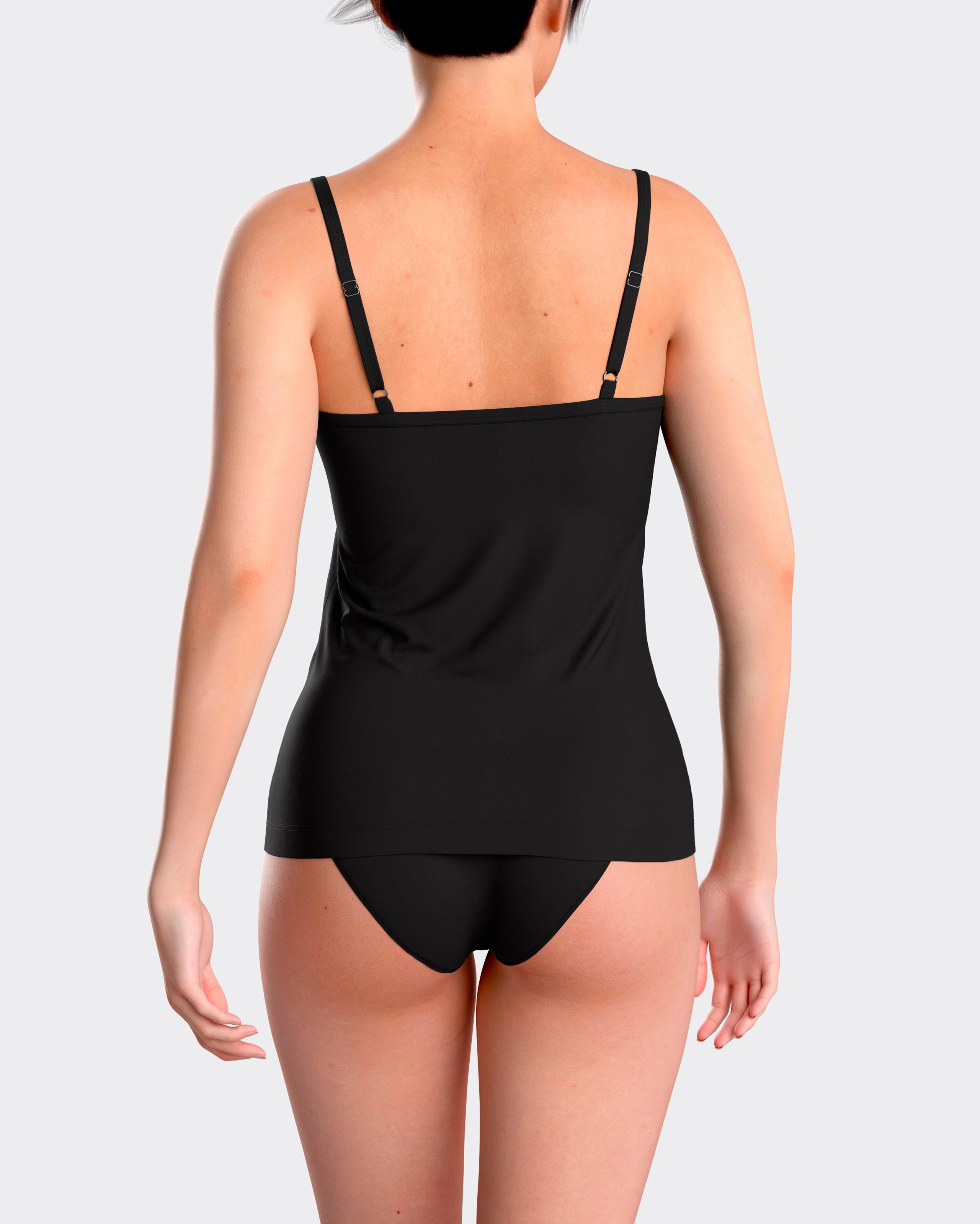 Camiseta interior básica de mujer de tirantes ajustables con escote de pico - Impetus - Negro Negro-2