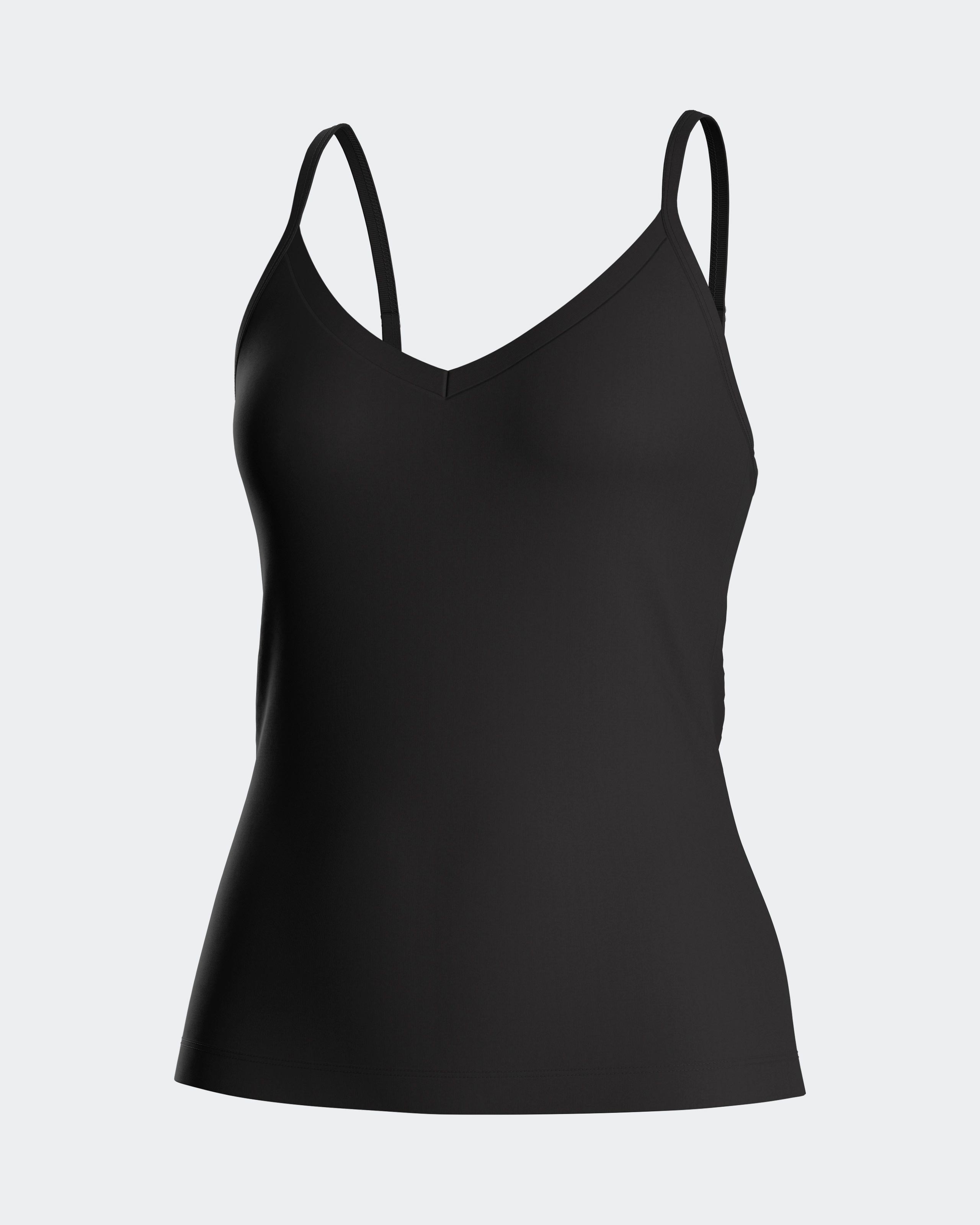 Camiseta interior básica de mujer de tirantes ajustables con escote de pico - Impetus - Negro Negro-3