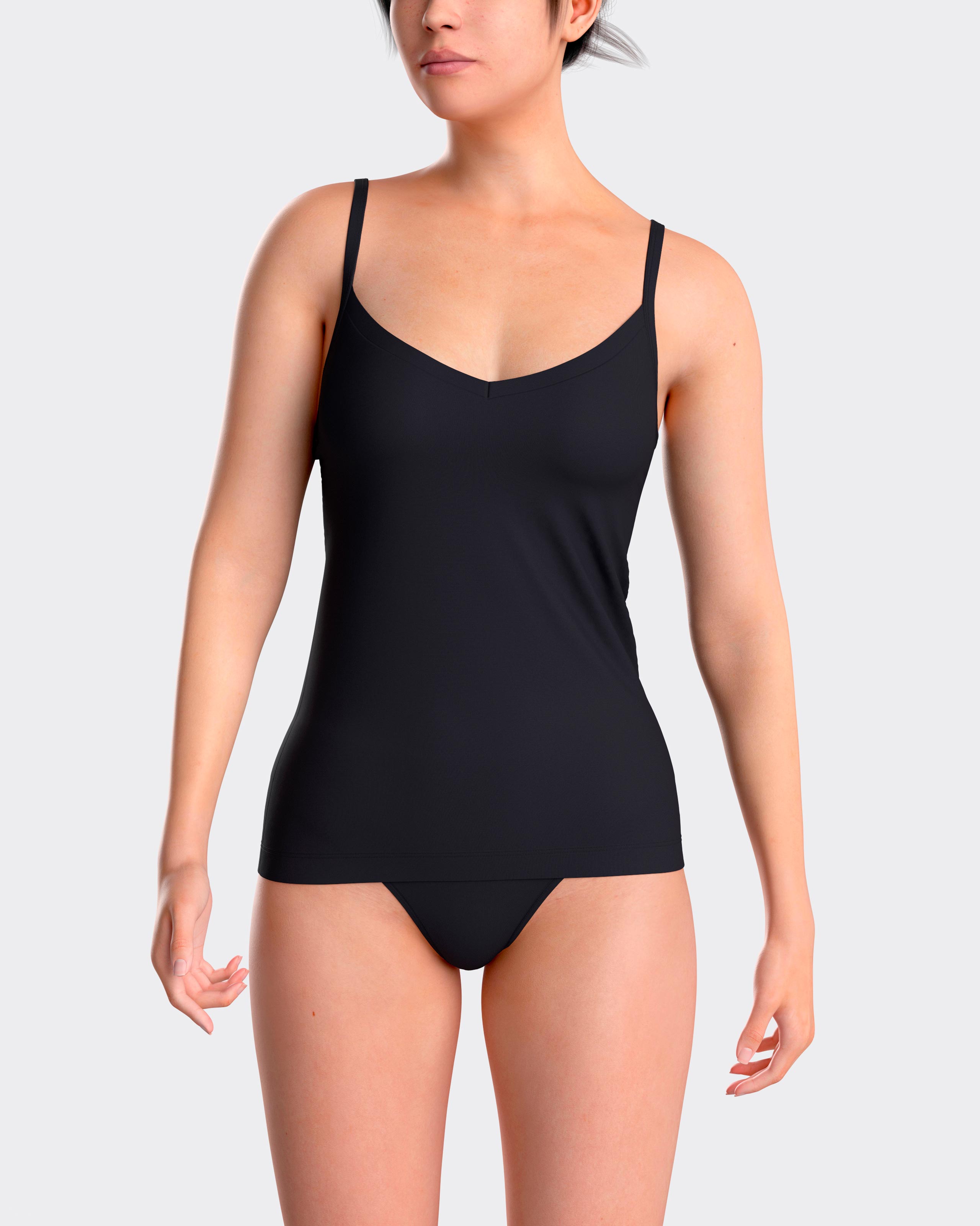 Camiseta interior básica de mujer de tirantes ajustables con escote de pico - Impetus - Azul marino Azul marino-1