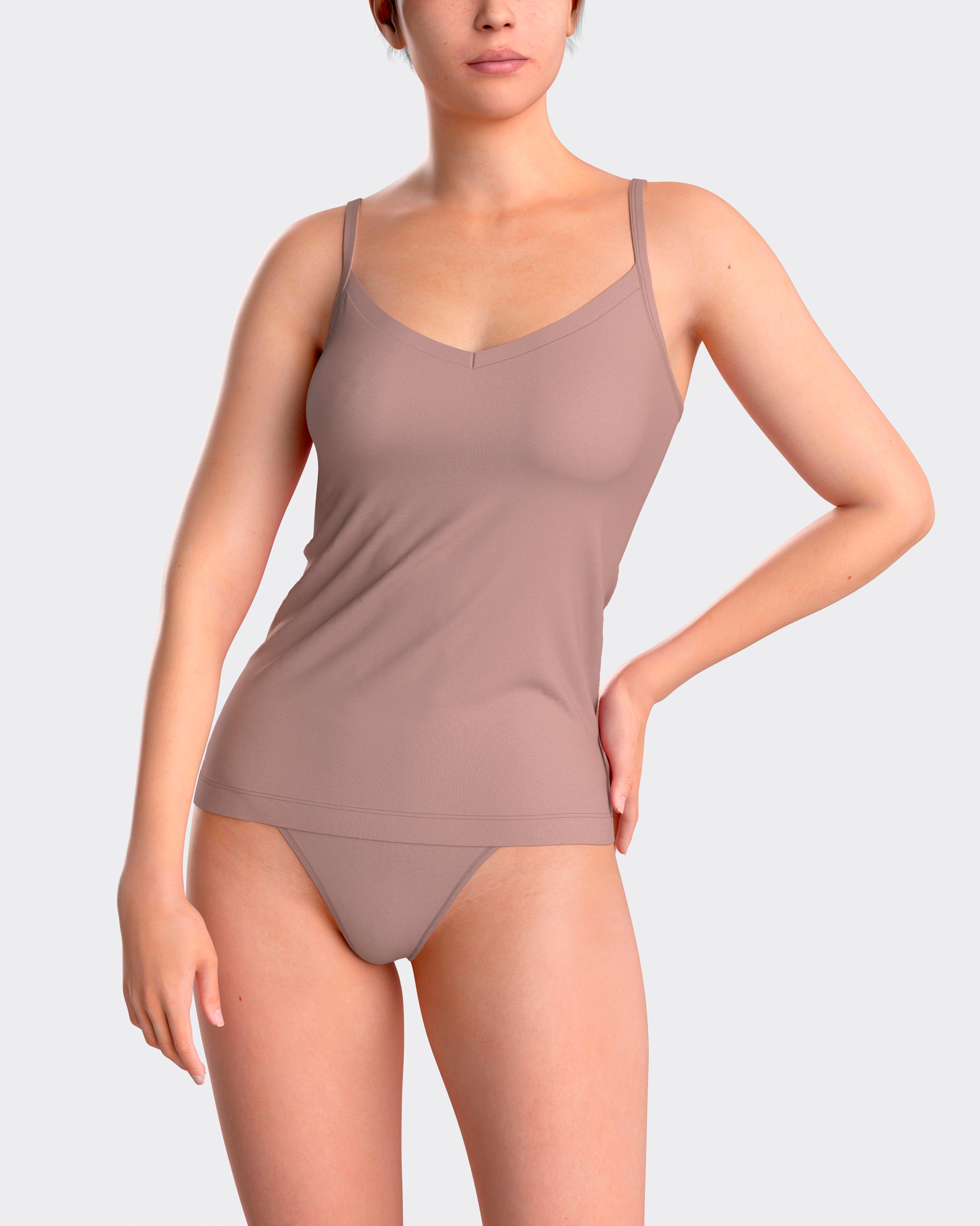 Camiseta interior básica de mujer de tirantes ajustables con escote de pico - Impetus - Rosa Rosa-1