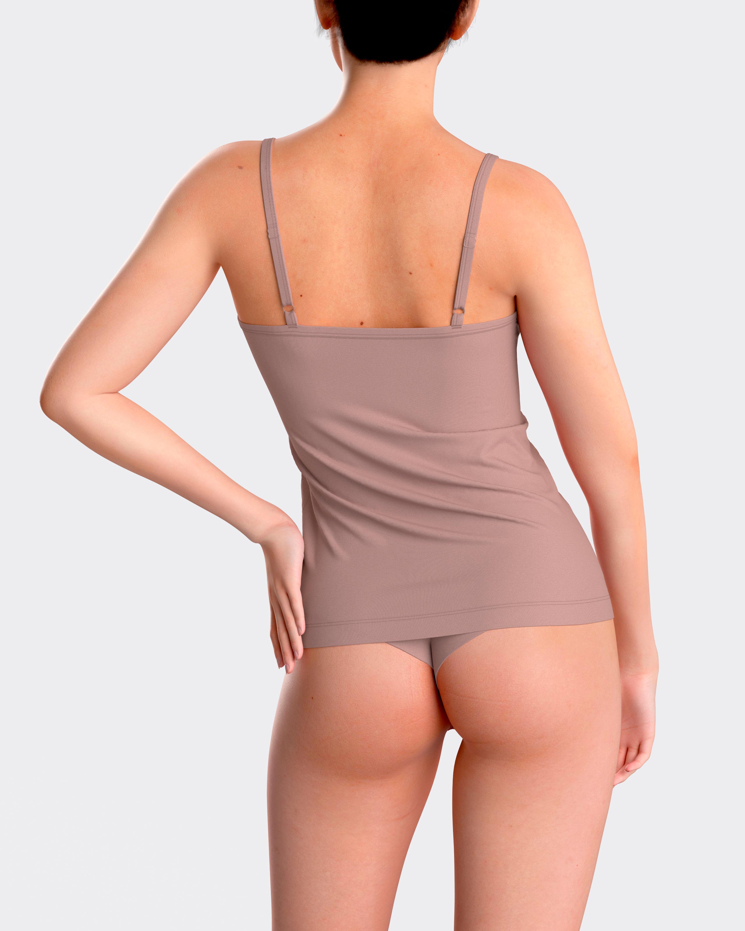 Camiseta interior básica de mujer de tirantes ajustables con escote de pico - Impetus - Rosa Rosa-2