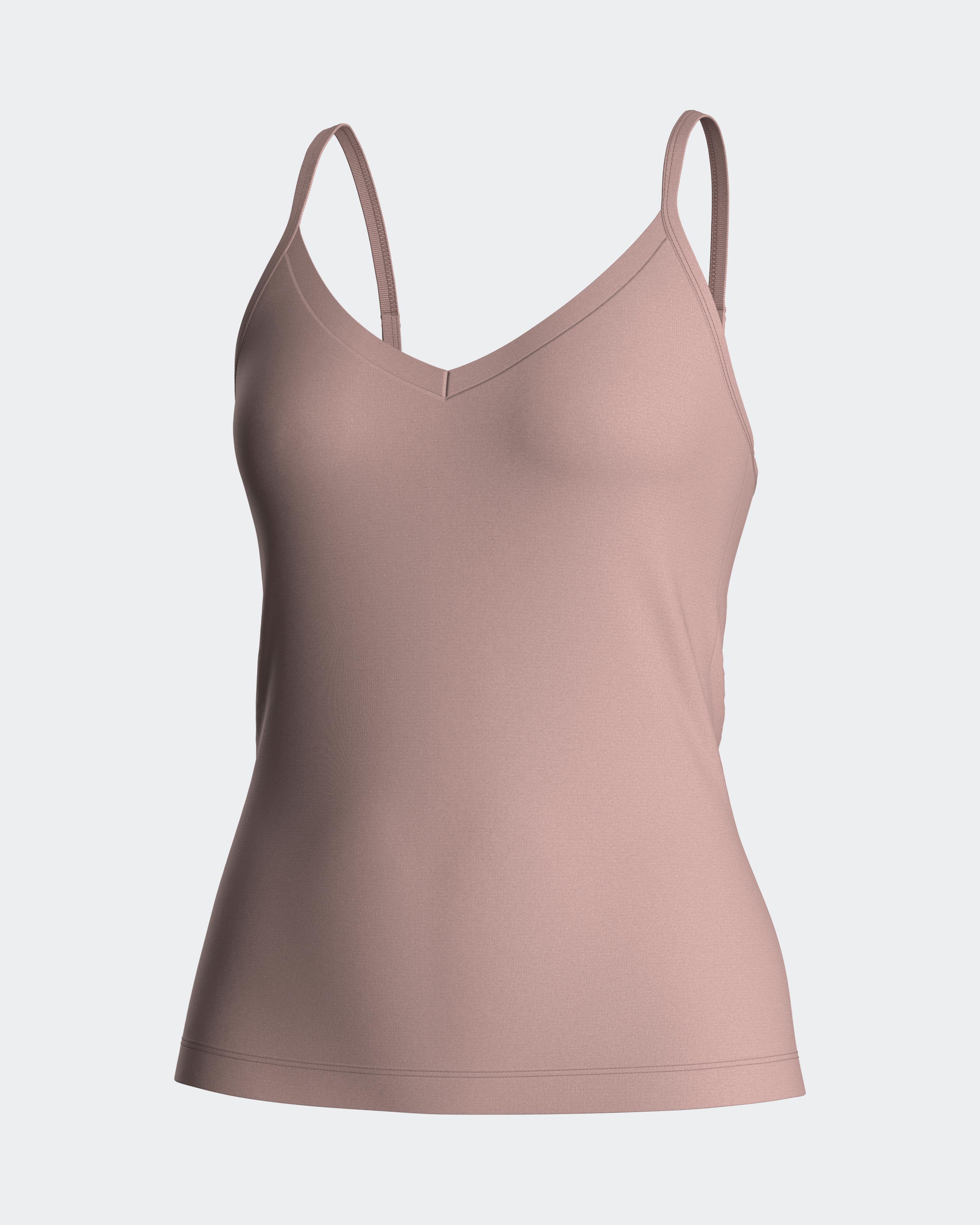 Camiseta interior básica de mujer de tirantes ajustables con escote de pico - Impetus - Rosa Rosa-3