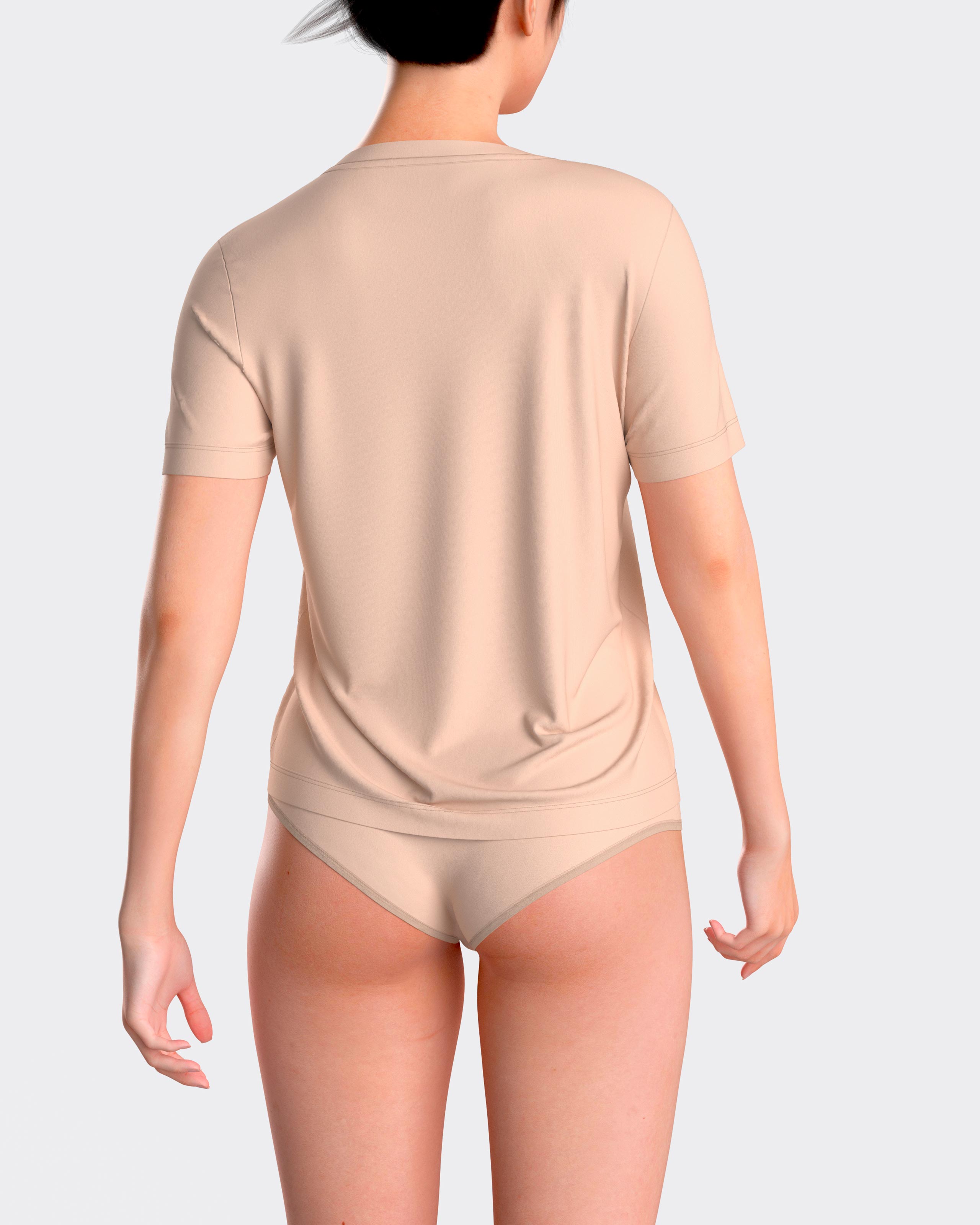Camiseta interior de mujer básica de manga corta con cuello de pico - Impetus - Beige Beige-2