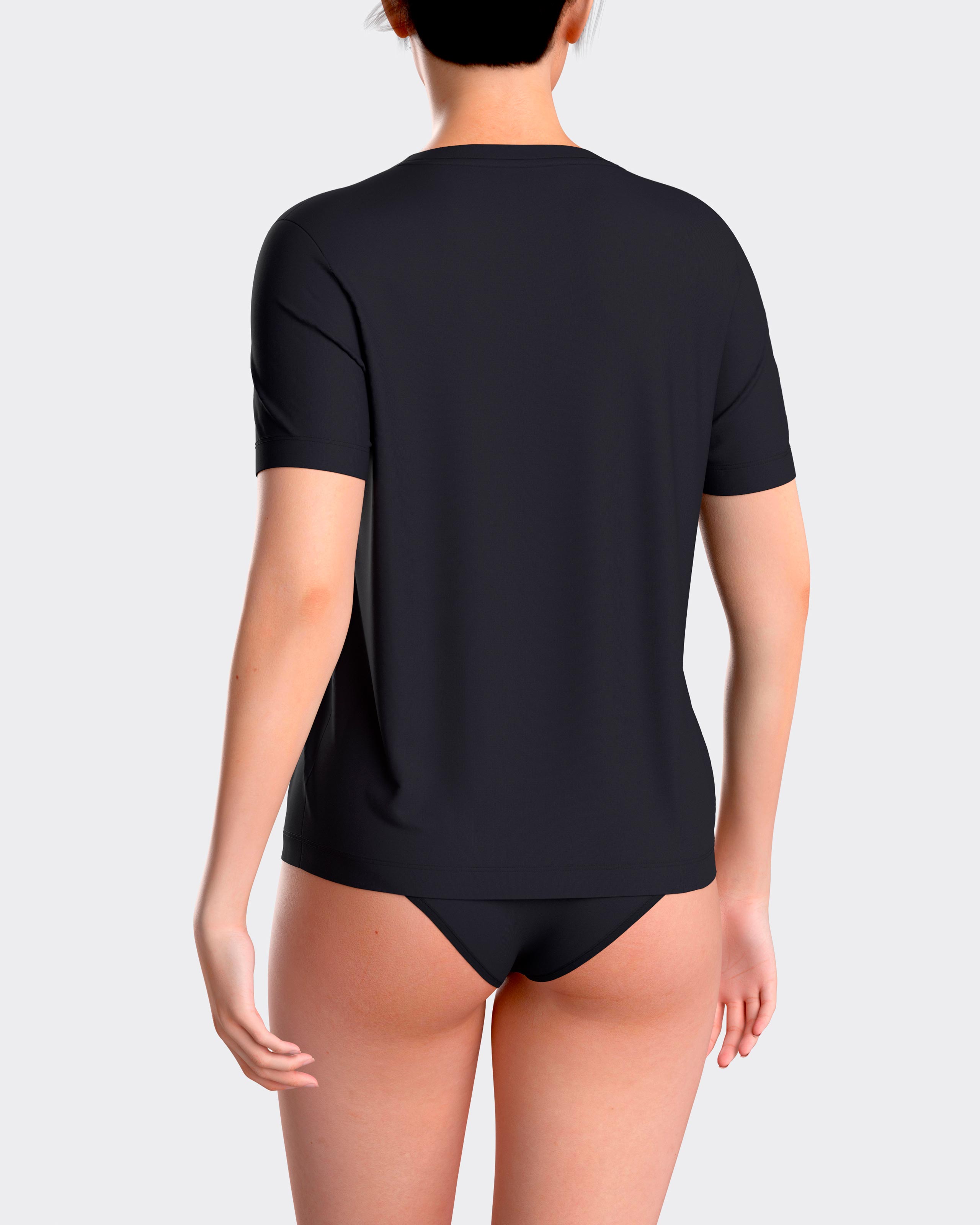 Camiseta interior de mujer básica de manga corta con cuello de pico - Impetus - Azul marino Azul marino-2