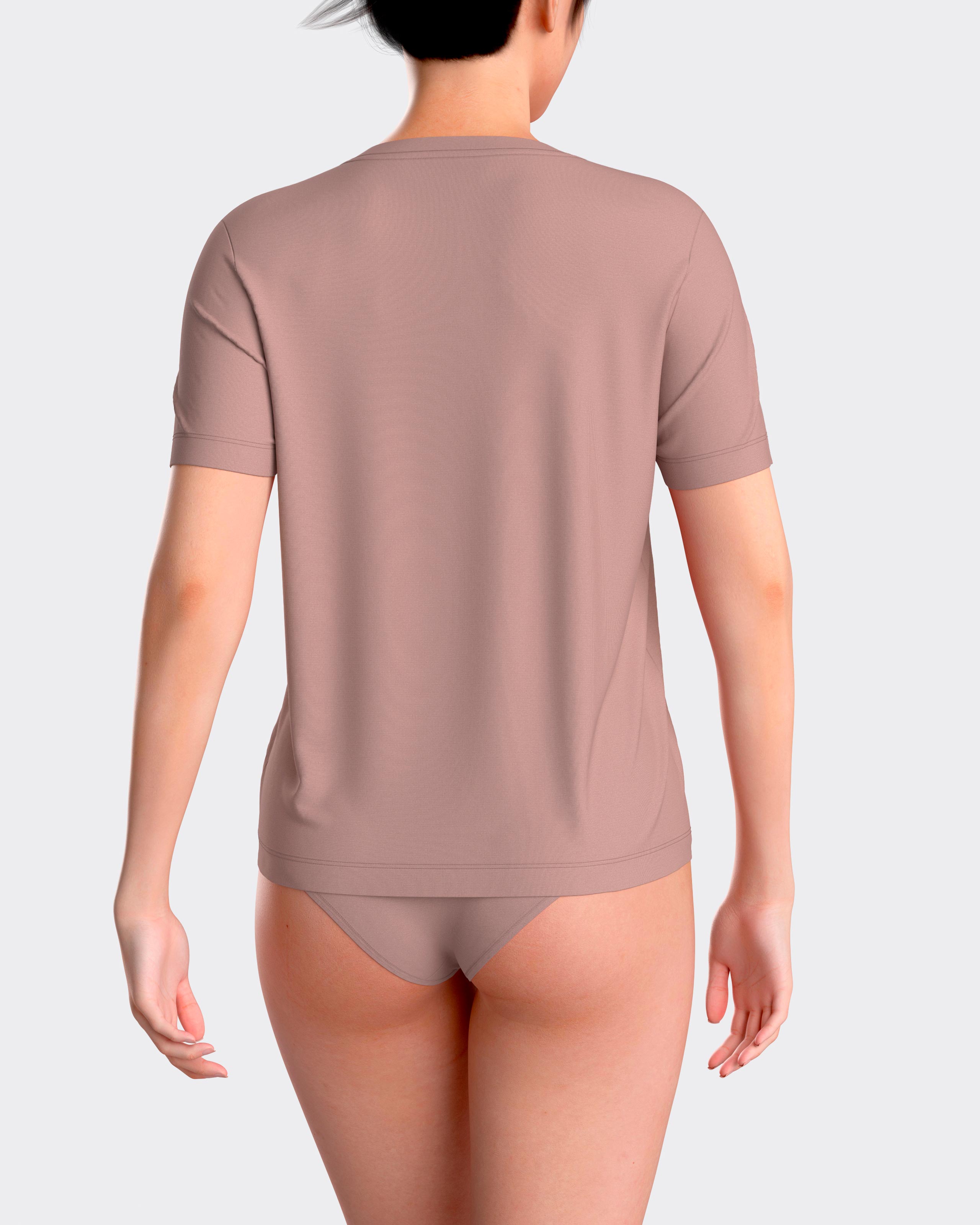 Camiseta interior de mujer básica de manga corta con cuello de pico - Impetus - Rosa Rosa-2