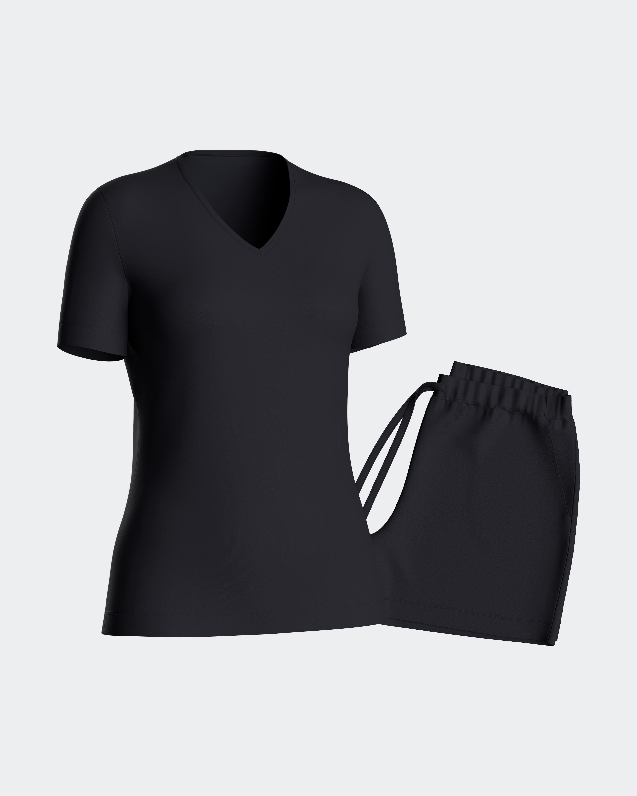 Pijama de mujer corto liso con cordón en cintura - Impetus - Azul marino Azul marino-3