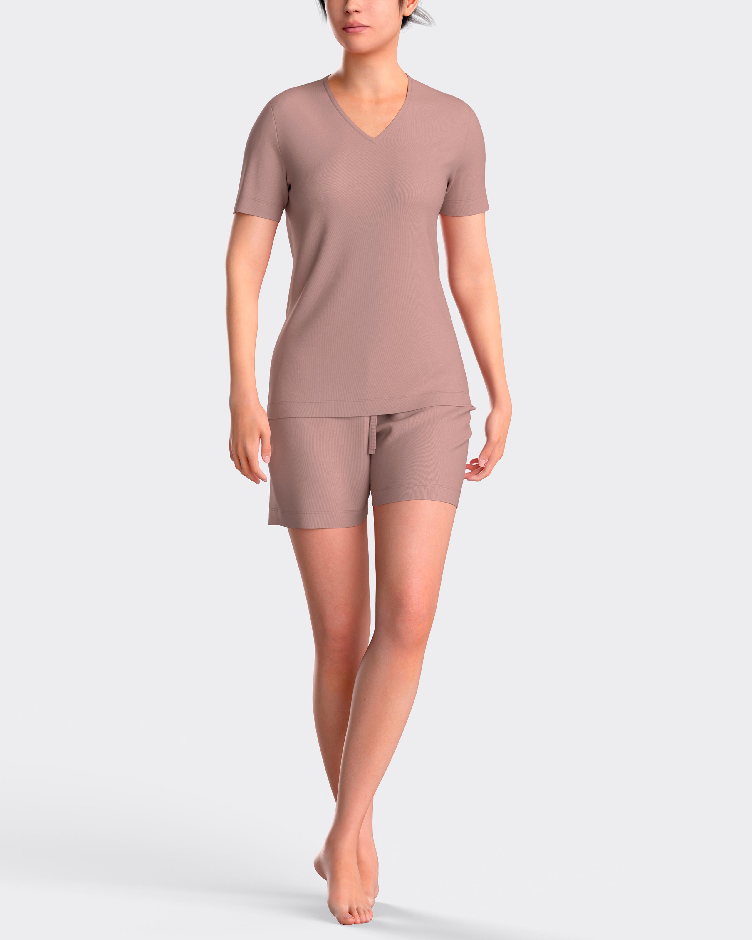 Pijama de mujer corto liso con cordón en cintura - Impetus - Rosa Rosa-1