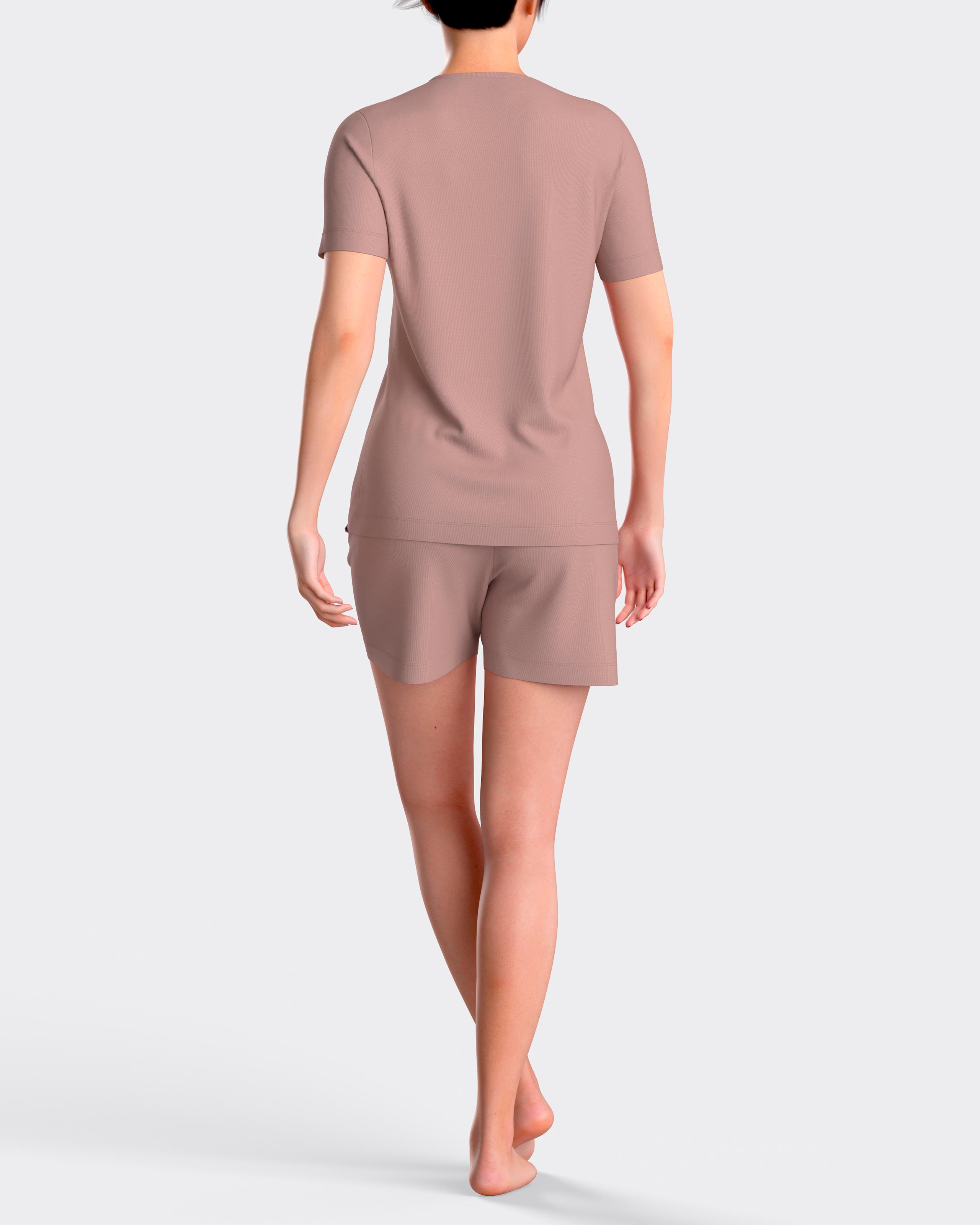 Pijama de mujer corto liso con cordón en cintura - Impetus - Rosa Rosa-2