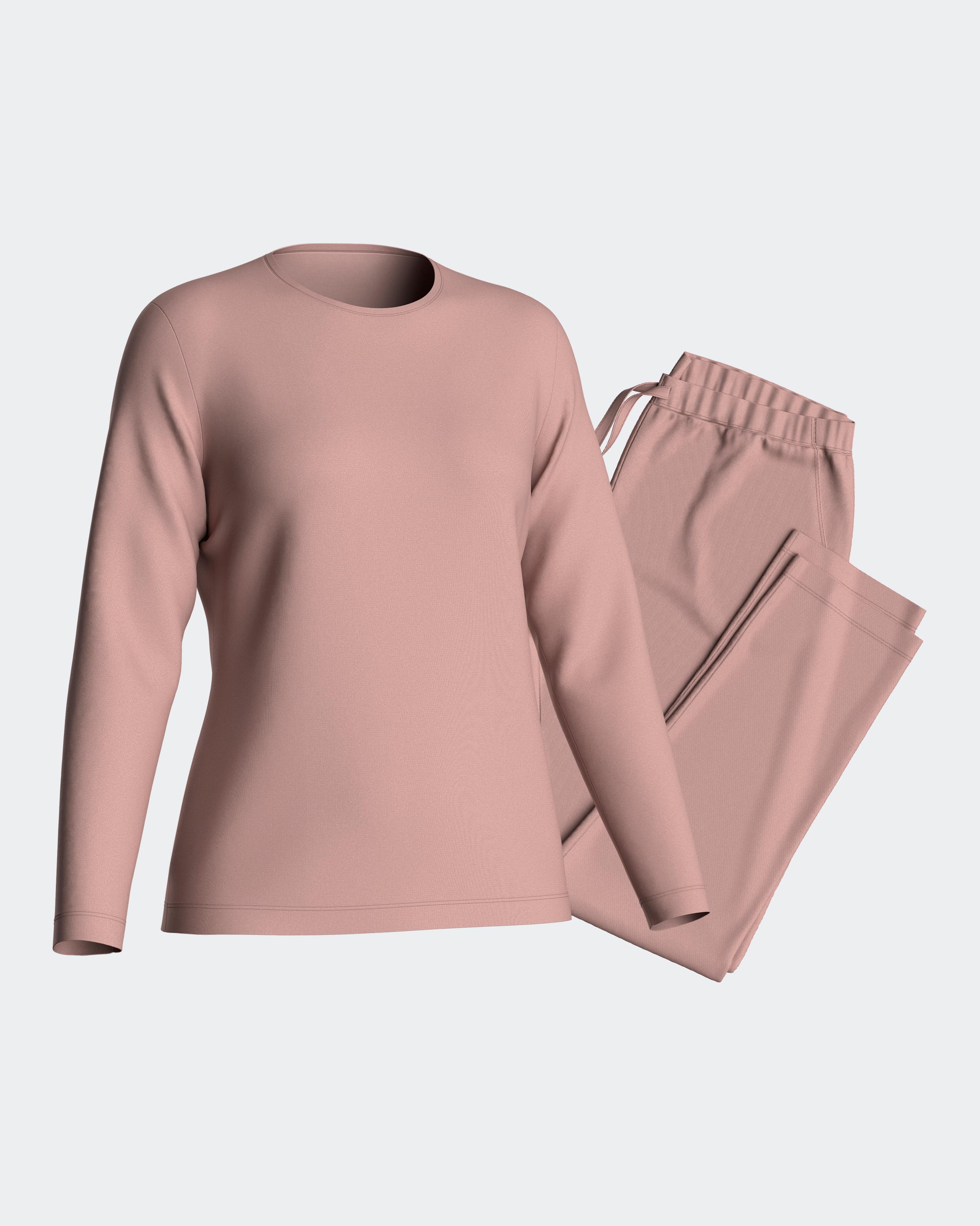 Pijama de mujer largo liso con cordón en cintura - Impetus - Rosa Rosa-3