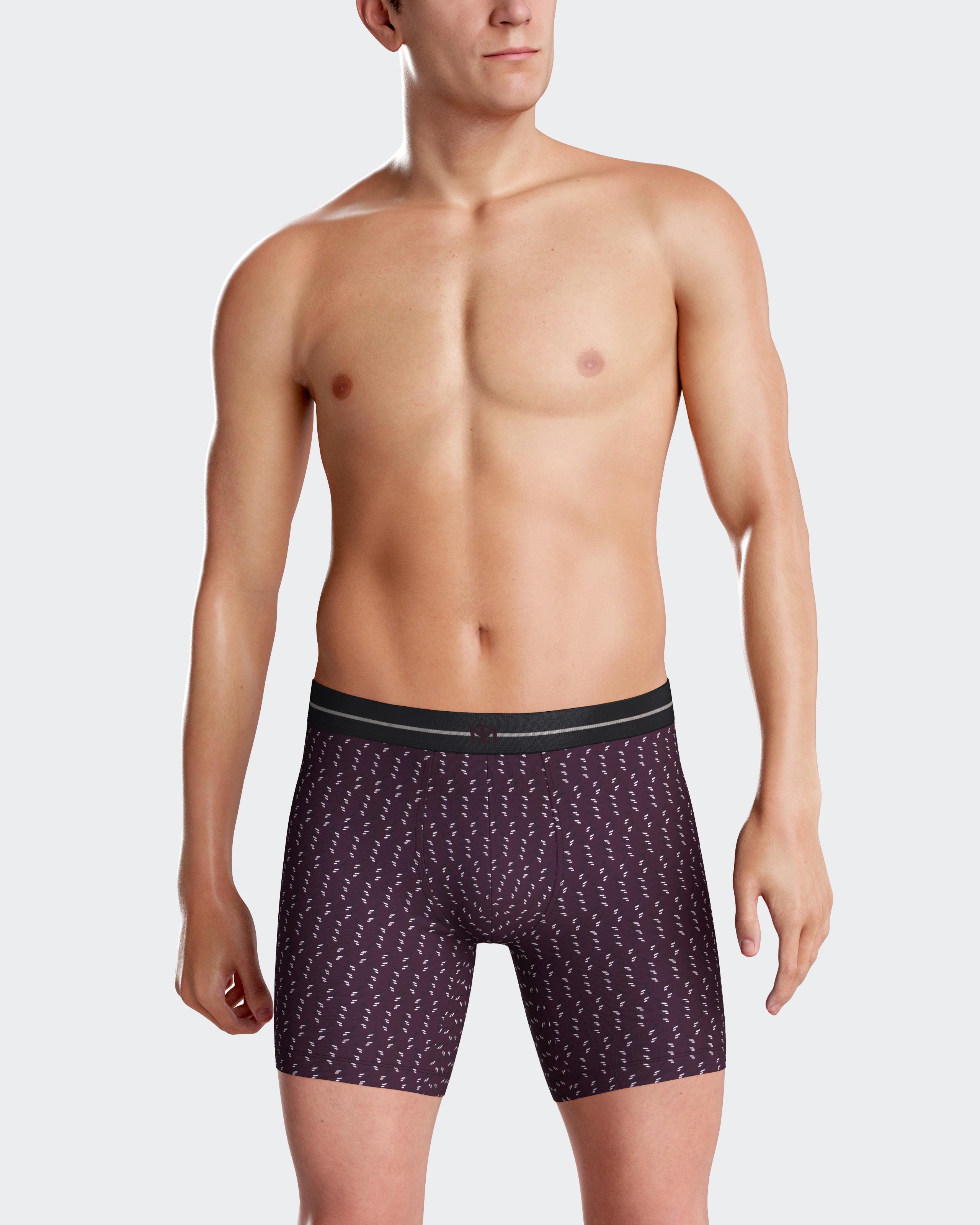 Boxer largo de punto de hombre estampado en azules - Impetus - Burdeos Burdeos-1