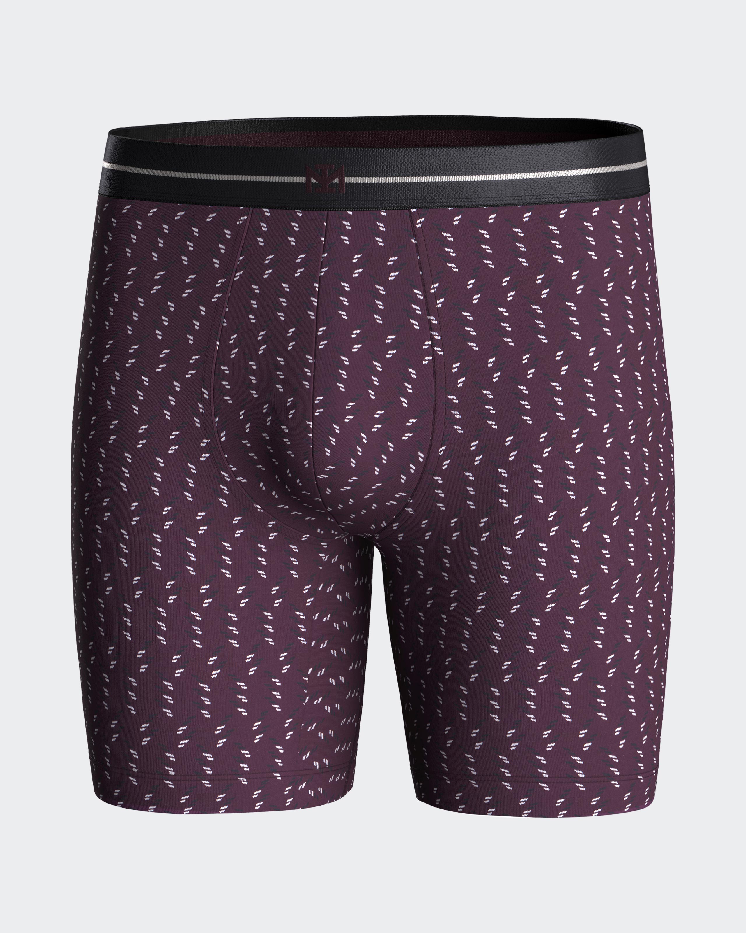 Boxer largo de punto de hombre estampado en azules - Impetus - Burdeos Burdeos-3