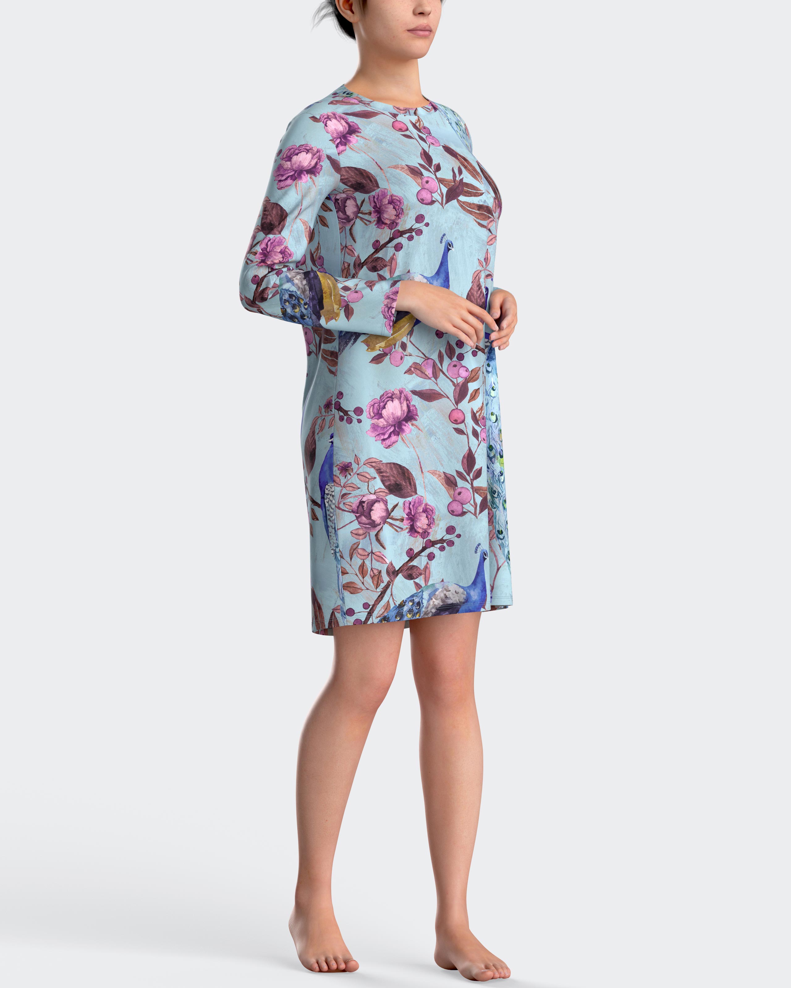 Camisón estampado oriental en modal - Impetus - Azul Azul-1