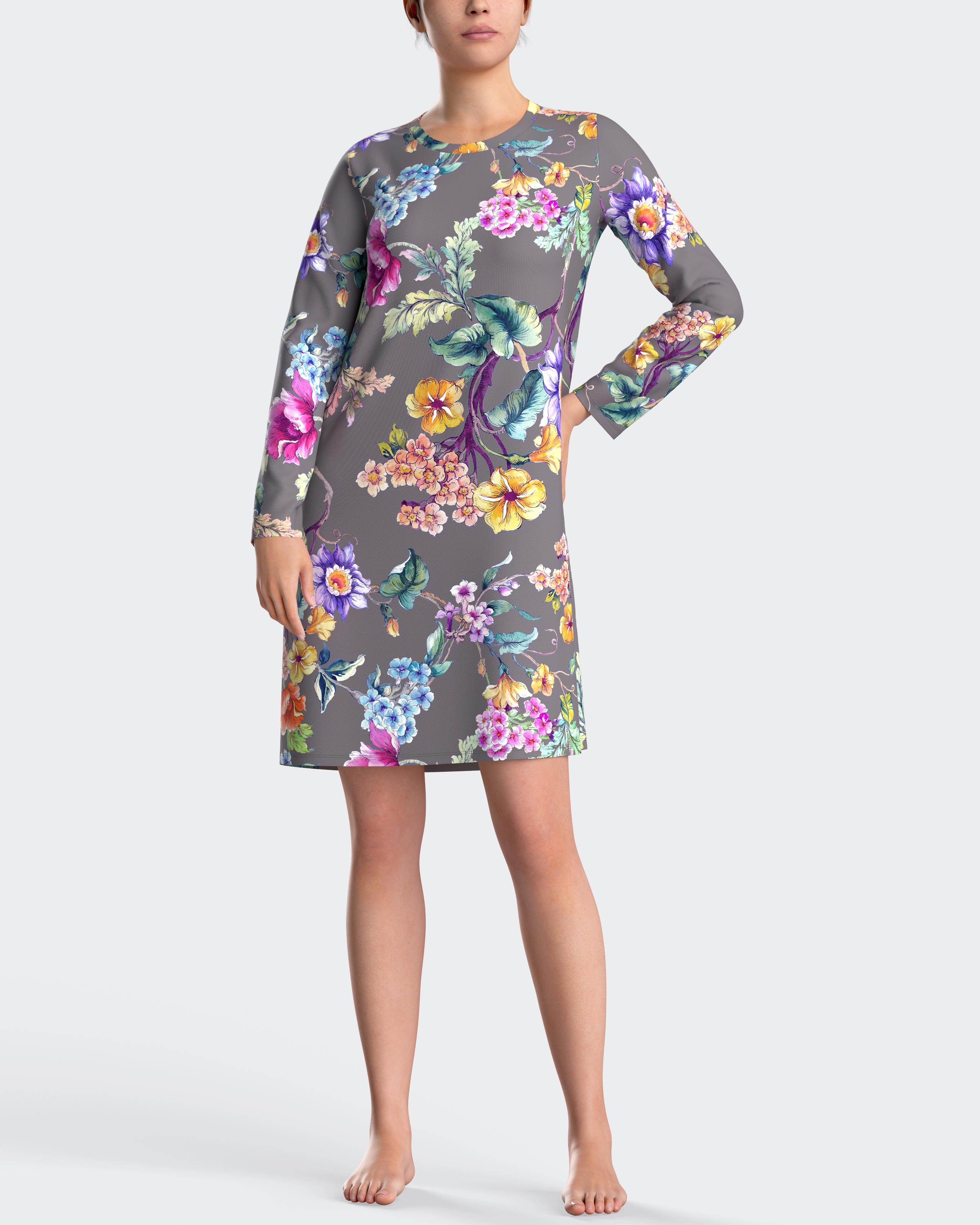 Camisón con estampado floral - Impetus - Gris Gris-1