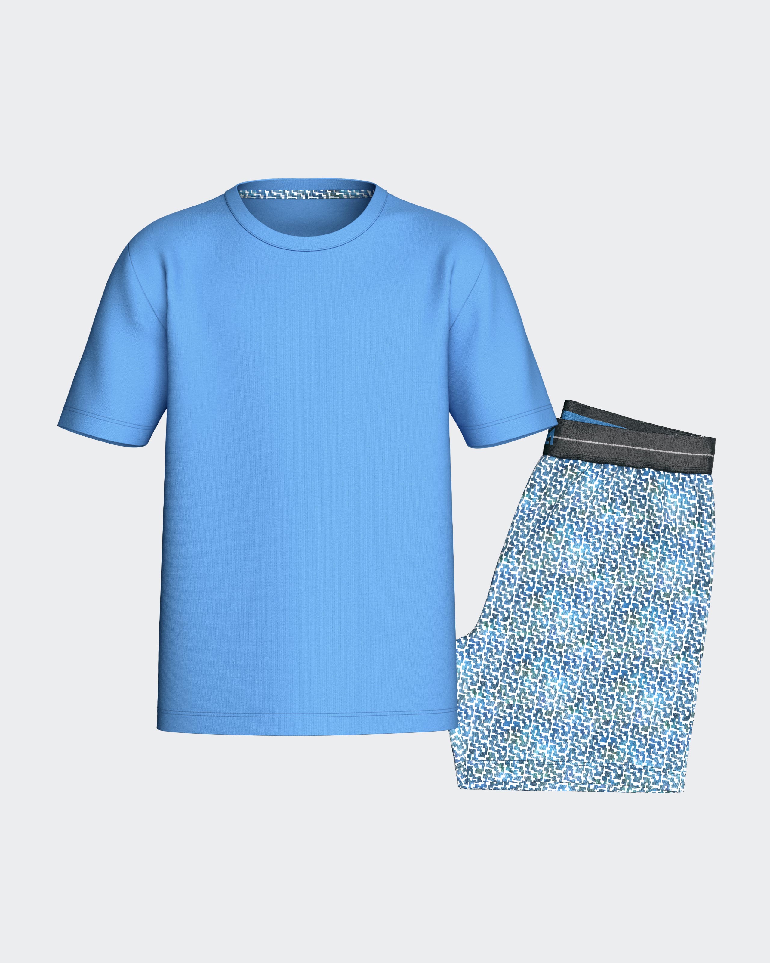 Imagen 0 de Pijama corto de niño en algodón Azul