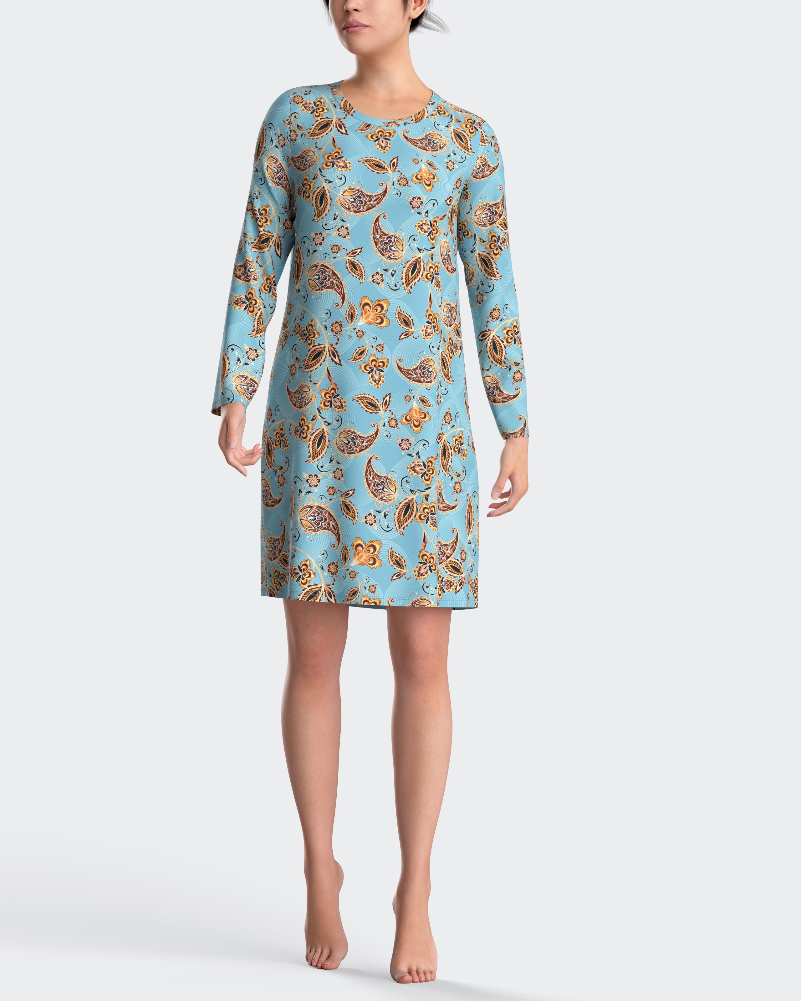 Camisón corto con estampado paisley - Impetus - Azul / Amarillo Azul / Amarillo-1