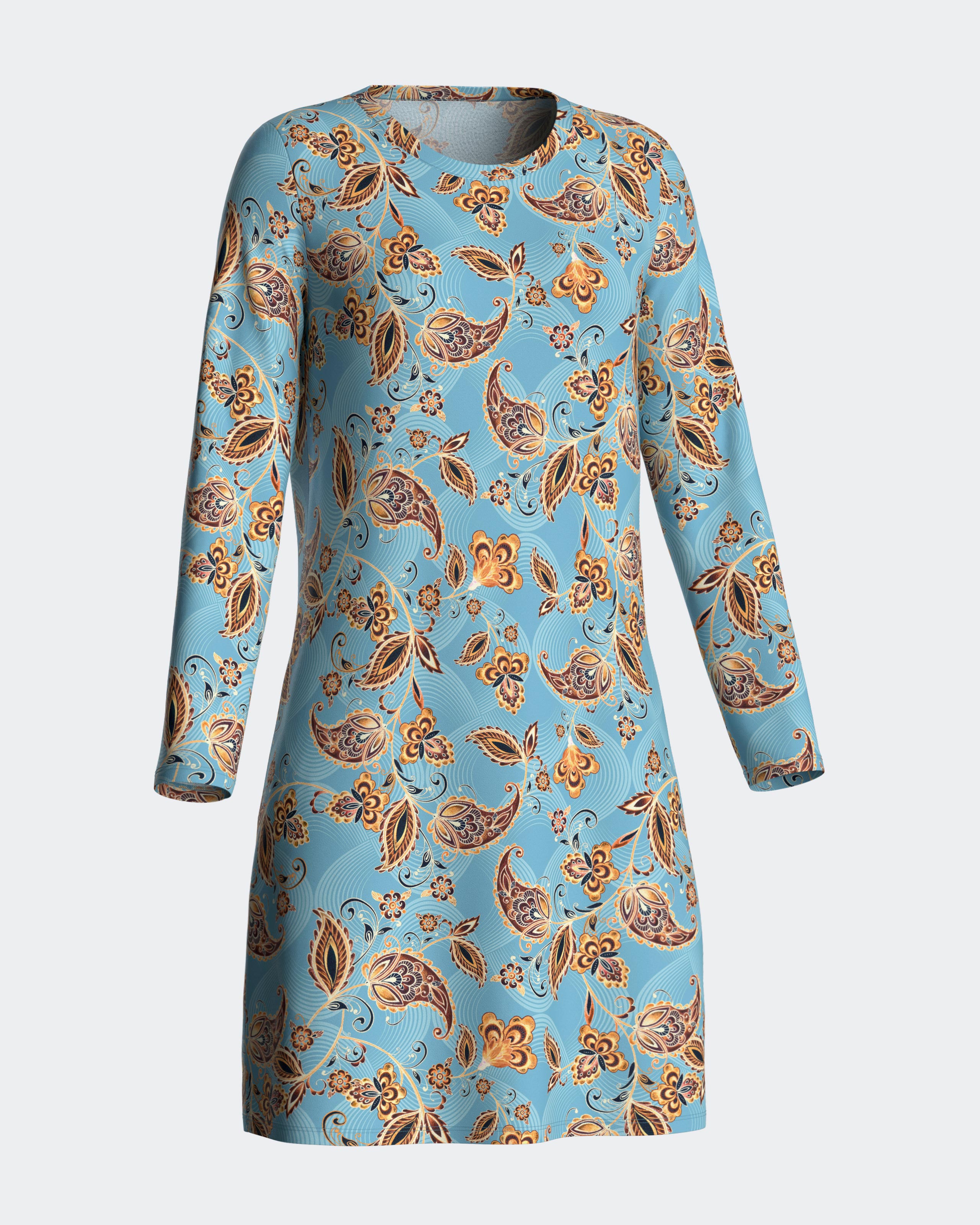 Camisón corto con estampado paisley - Impetus - Azul / Amarillo Azul / Amarillo-3