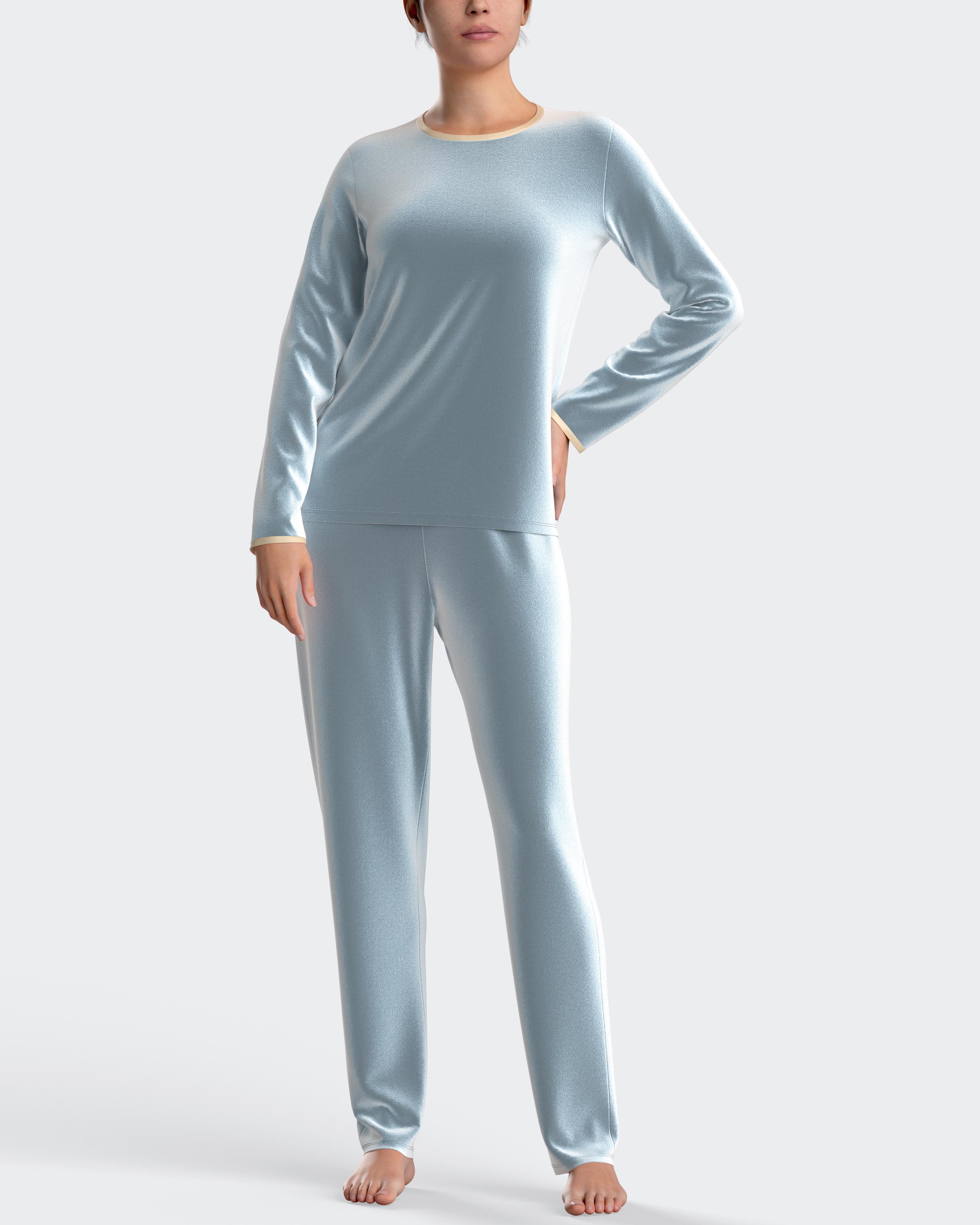 Pijama de mujer largo en terciopelo - Impetus - Azul claro Azul claro-1