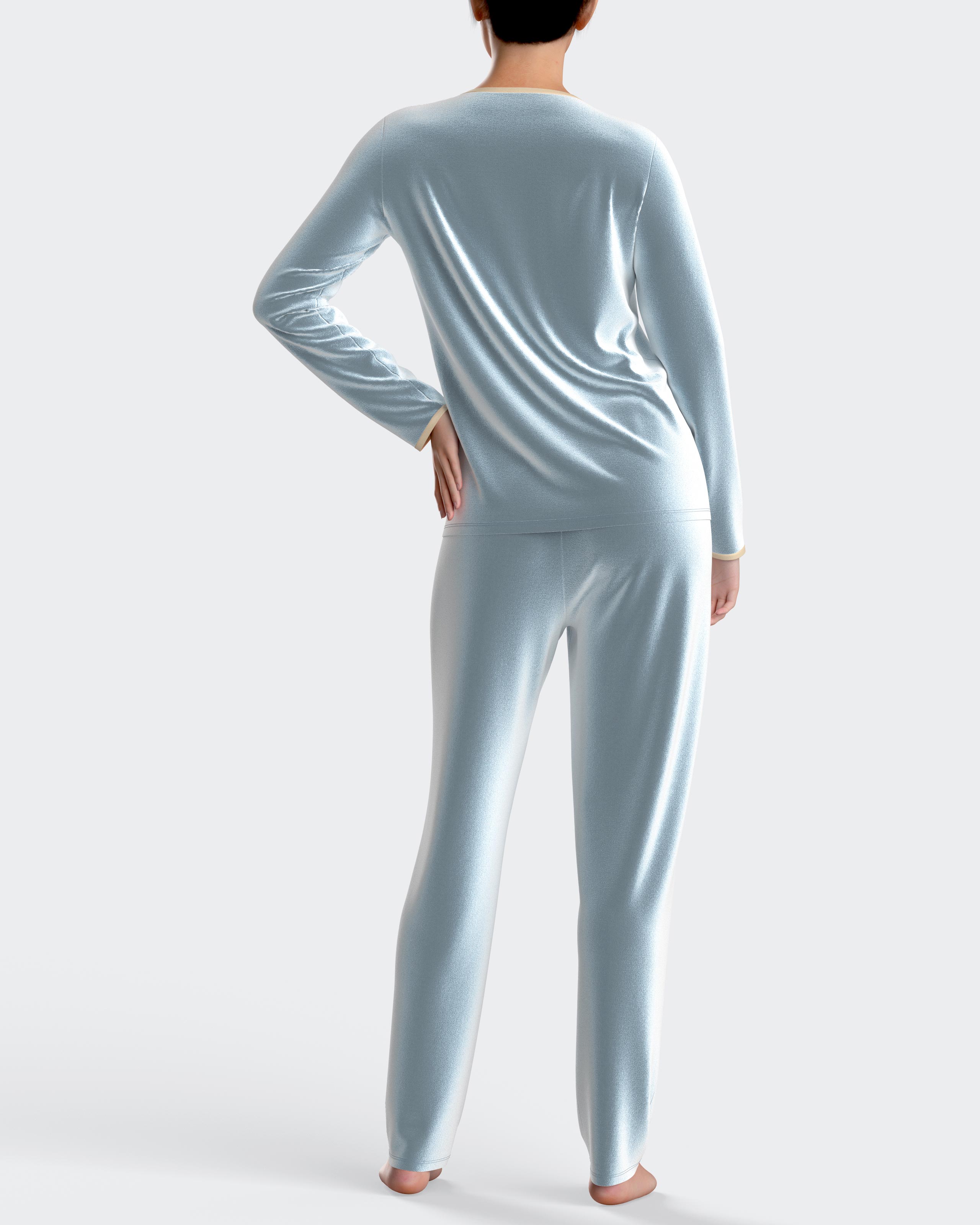 Pijama de mujer largo en terciopelo - Impetus - Azul claro Azul claro-2
