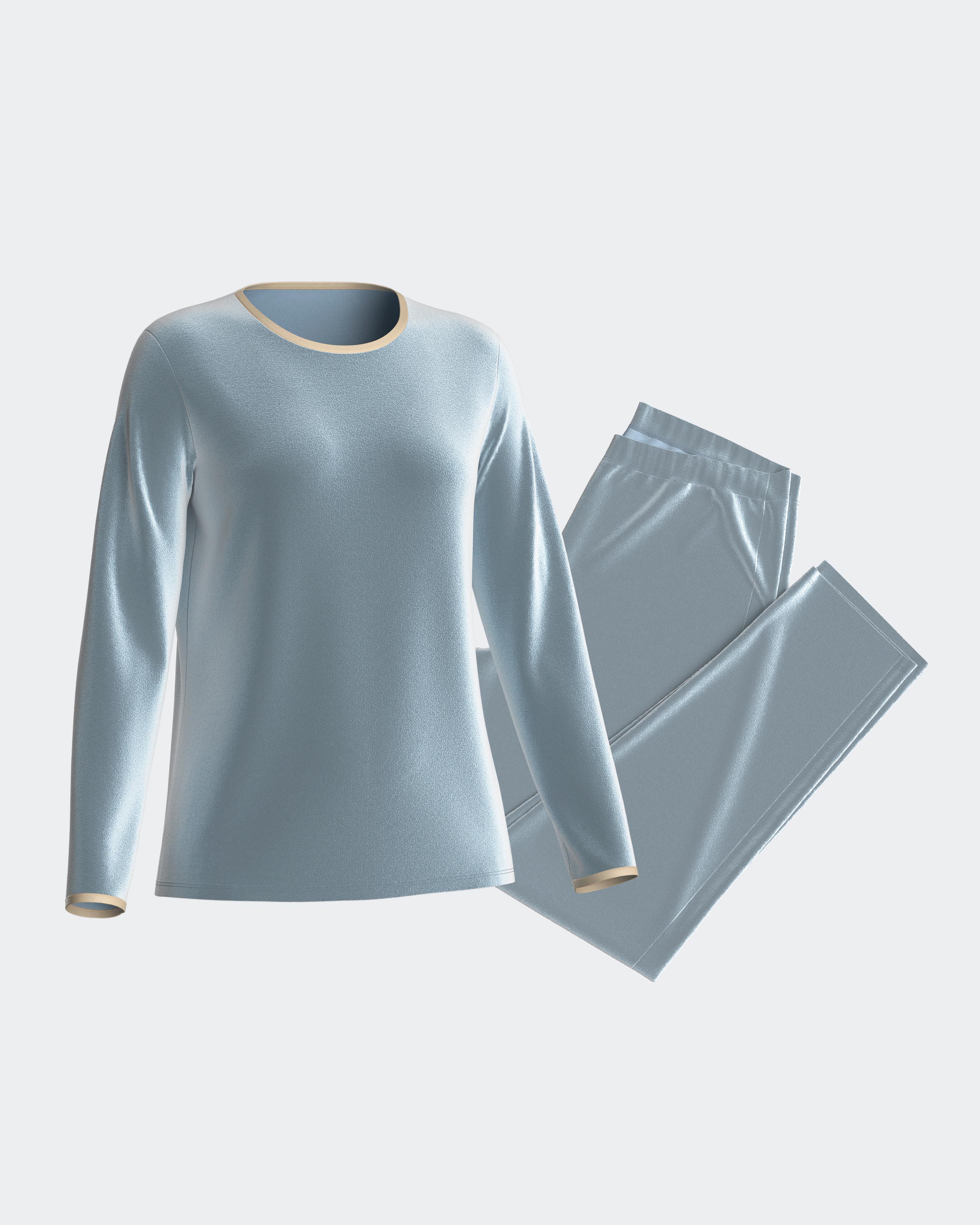 Pijama de mujer largo en terciopelo - Impetus - Azul claro Azul claro-3
