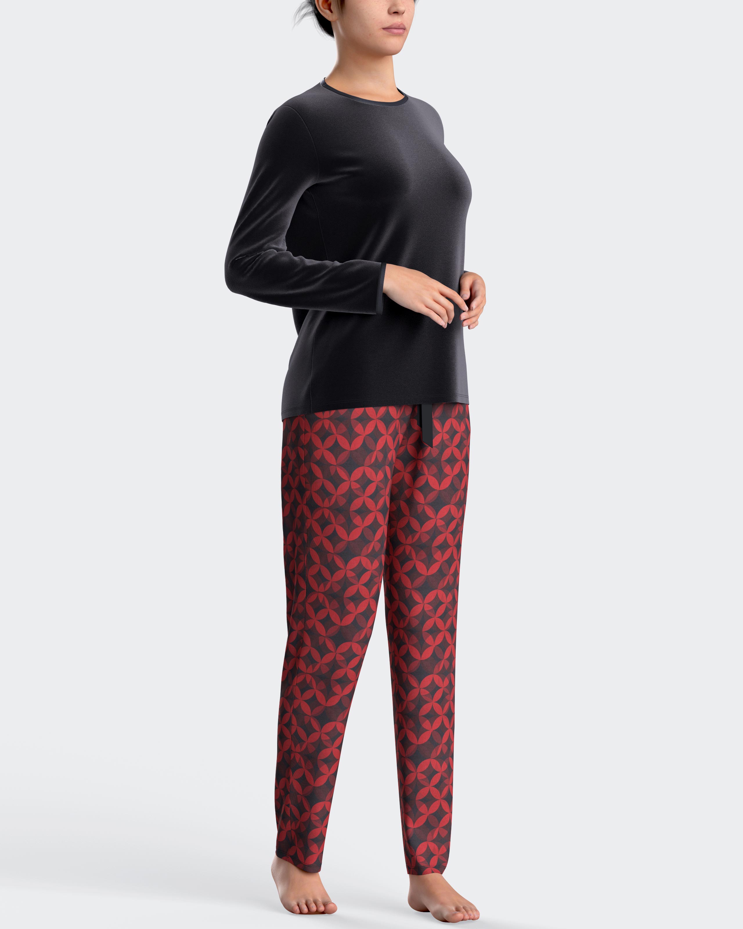 Pijama de mujer estampado en rojos - Impetus - Rojo Rojo-1