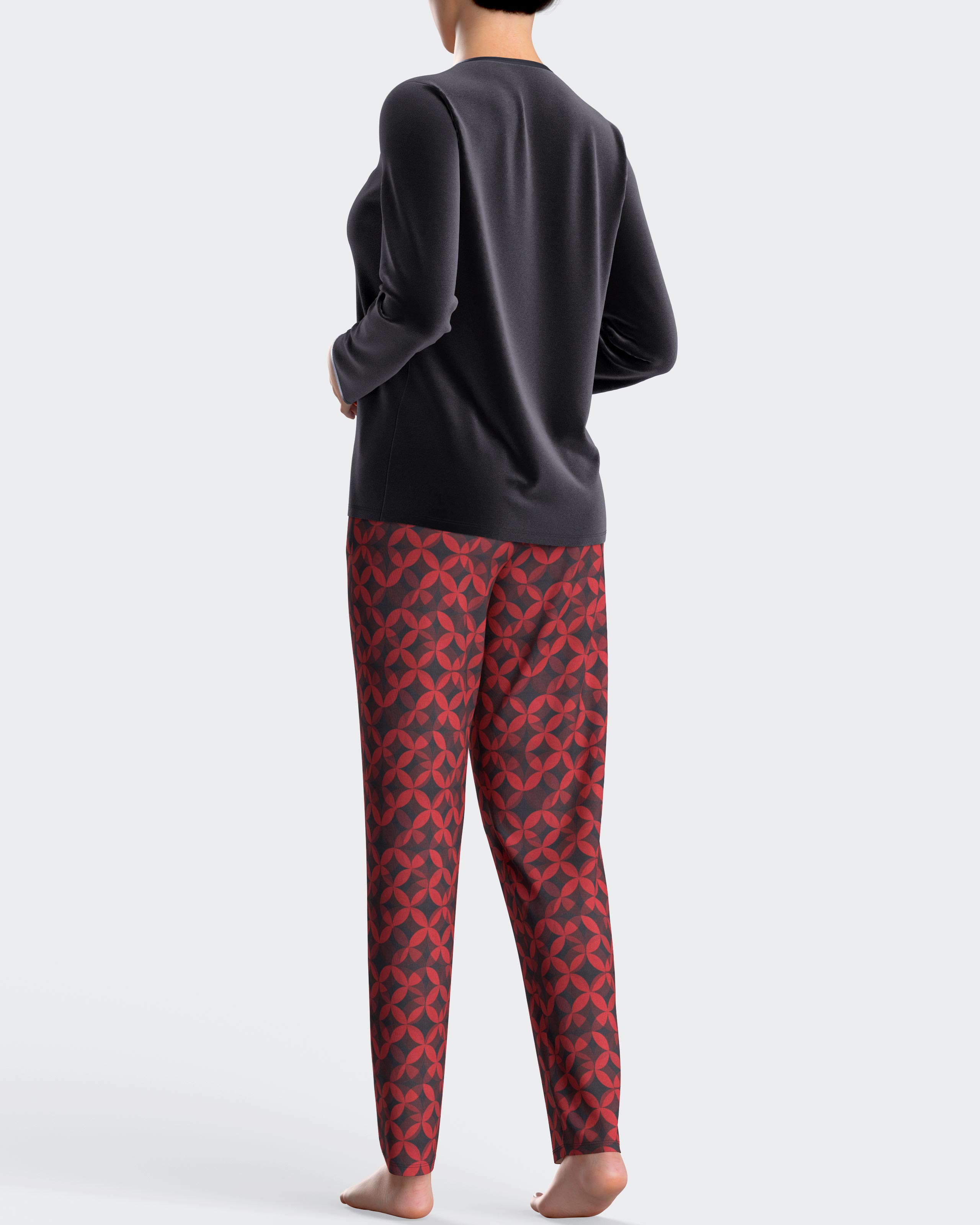 Pijama de mujer estampado en rojos - Impetus - Rojo Rojo-2