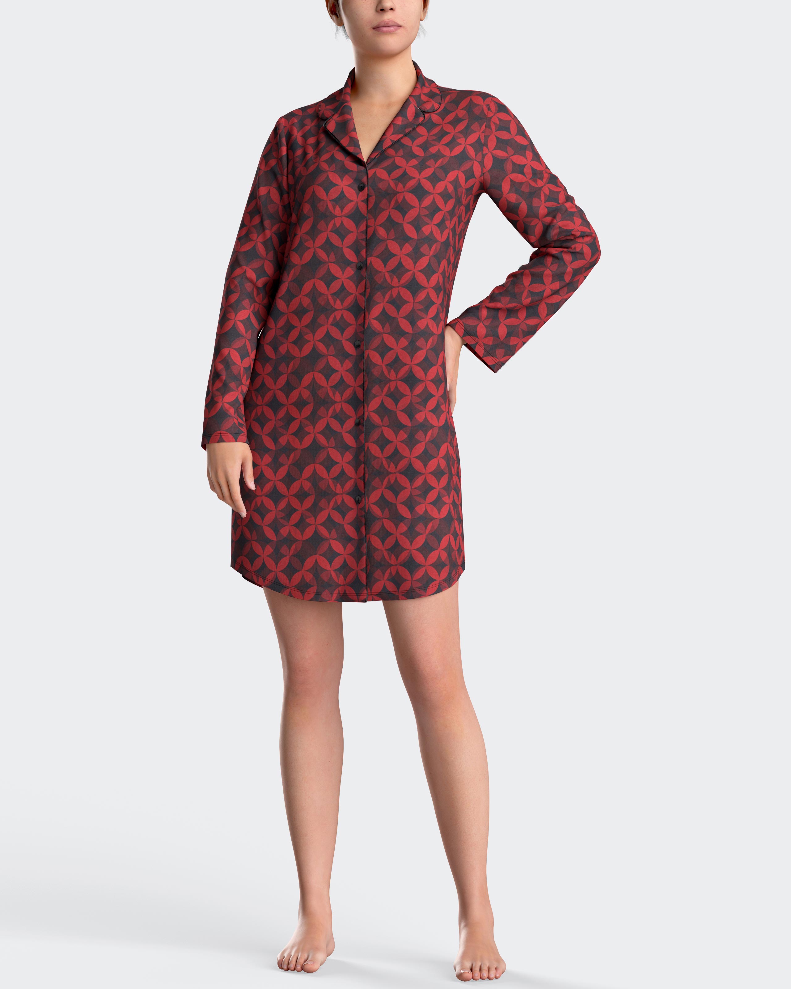 Camisón con botones estampado - Impetus - Rojo Rojo-1