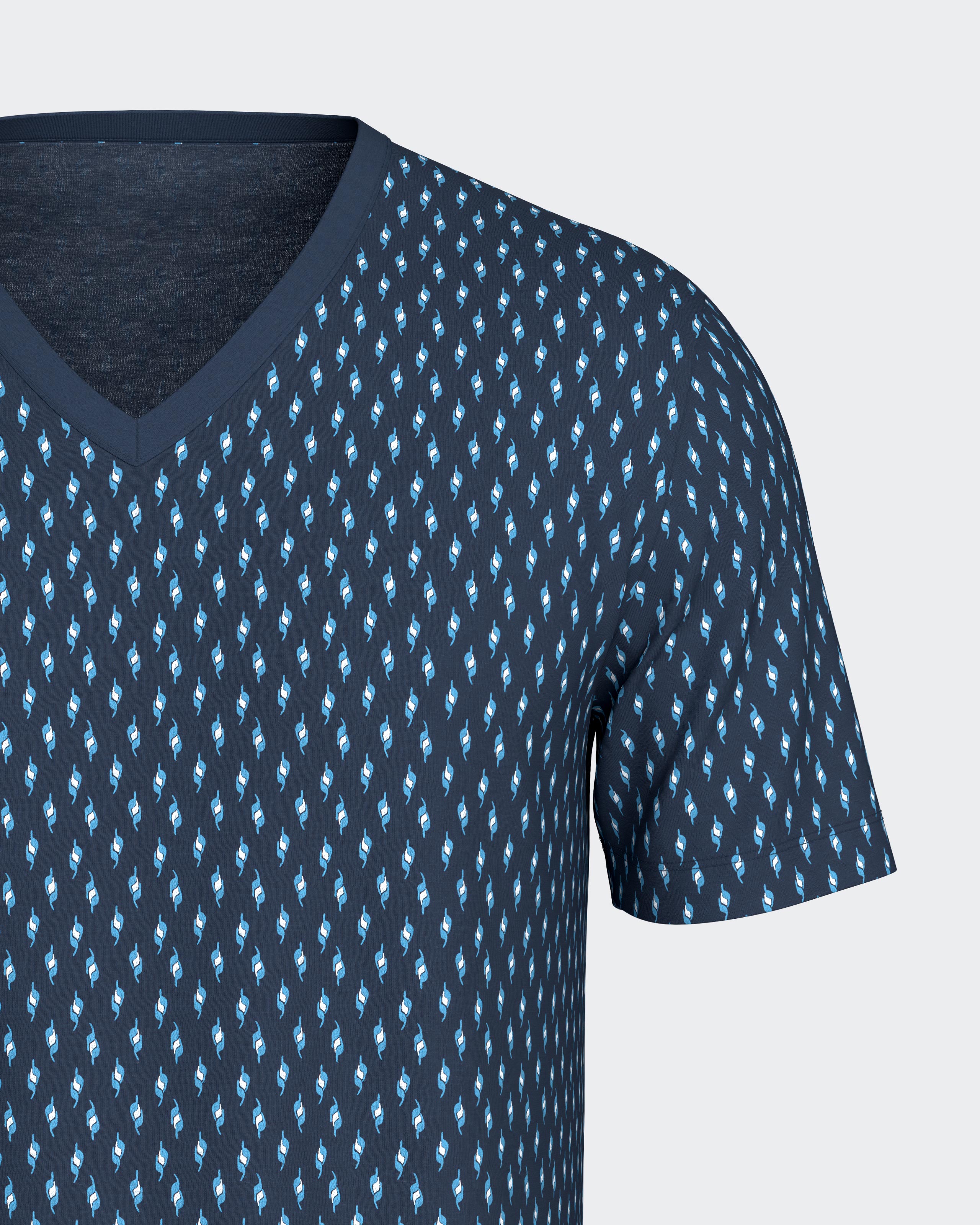 Pijama corto de hombre en algodón - Impetus - Azul Azul-5