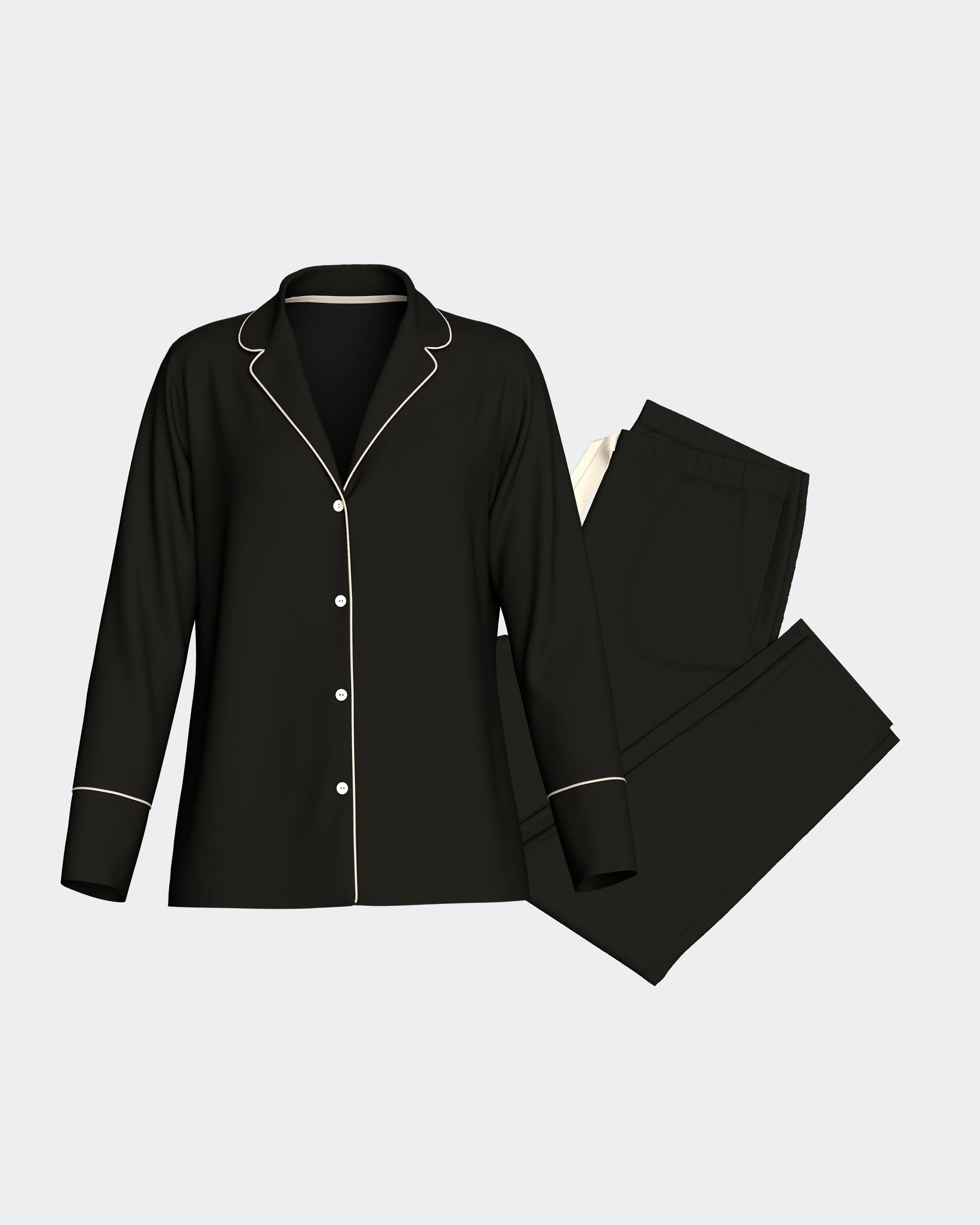 Imagen 0 de Pijama comprido de mujer en modal Negro