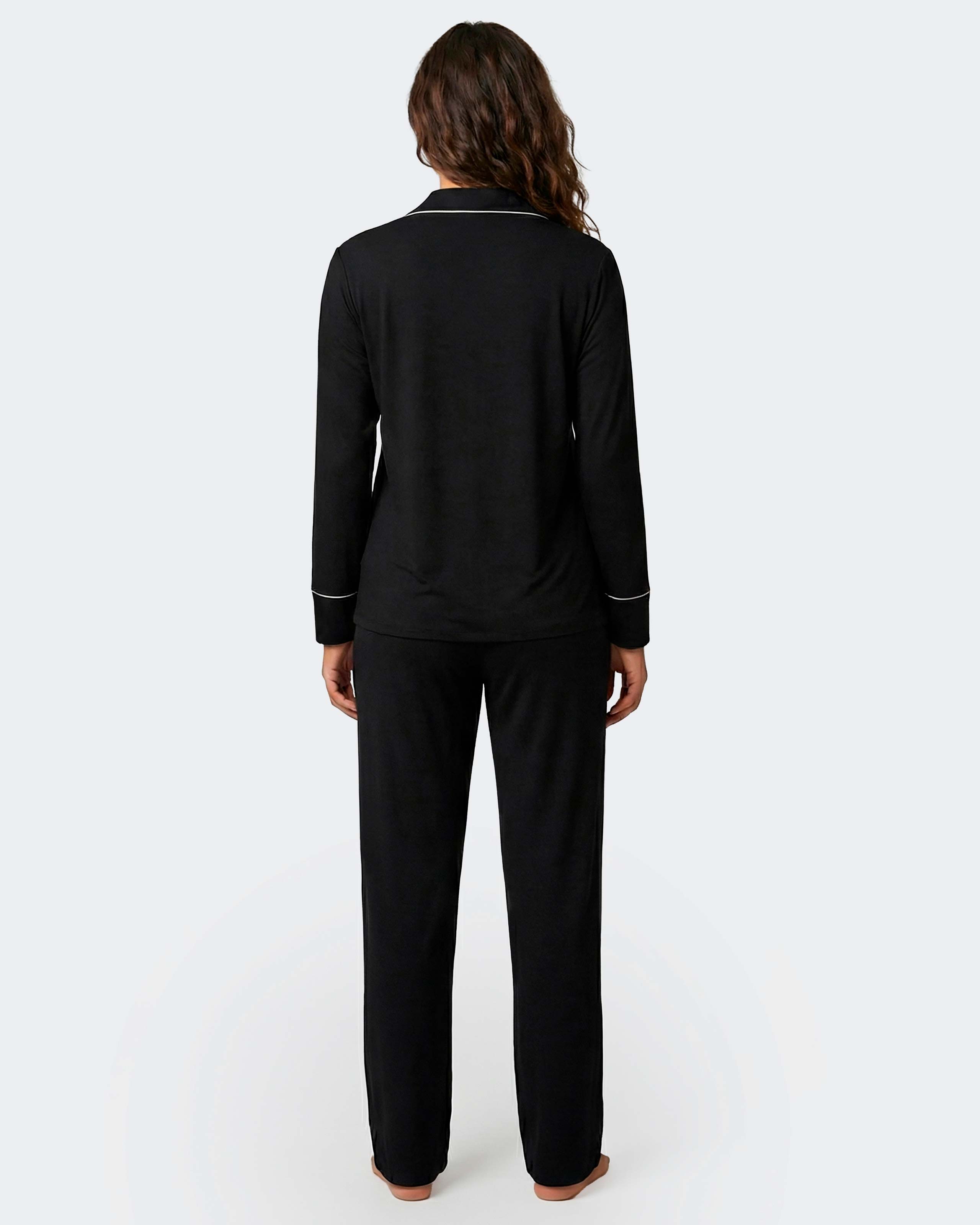 Pijama comprido de mujer en modal - Impetus - Negro Negro-3
