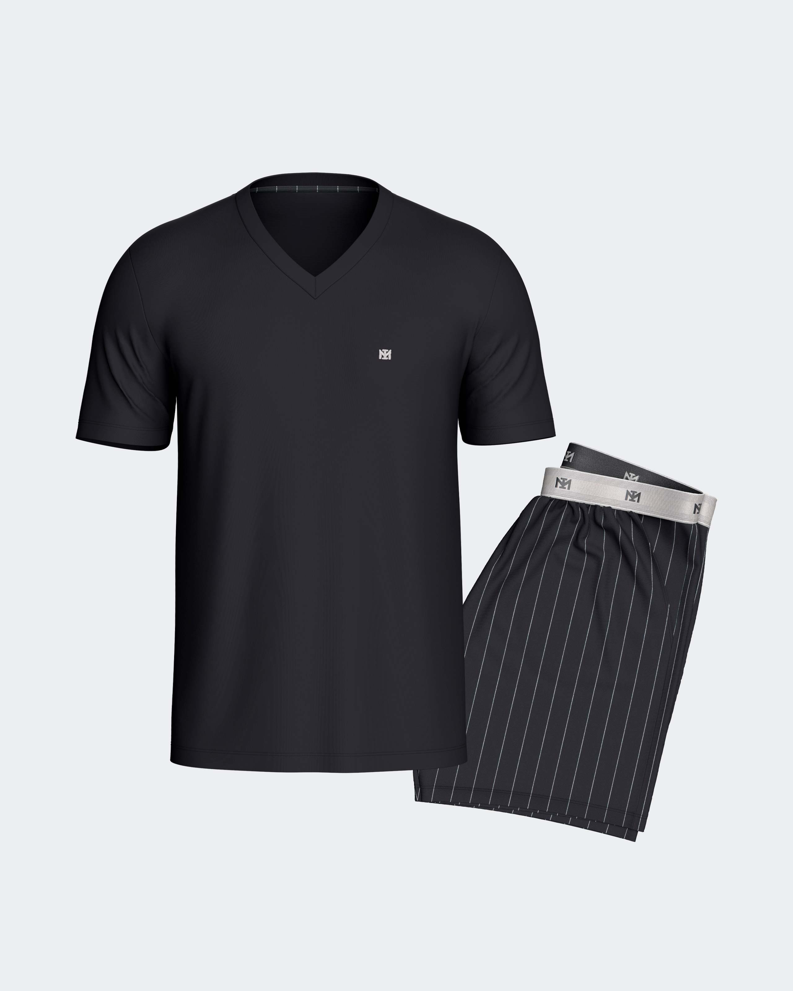 Imagen 1 de Pijama curto de hombre en algodón modal Azul marino
