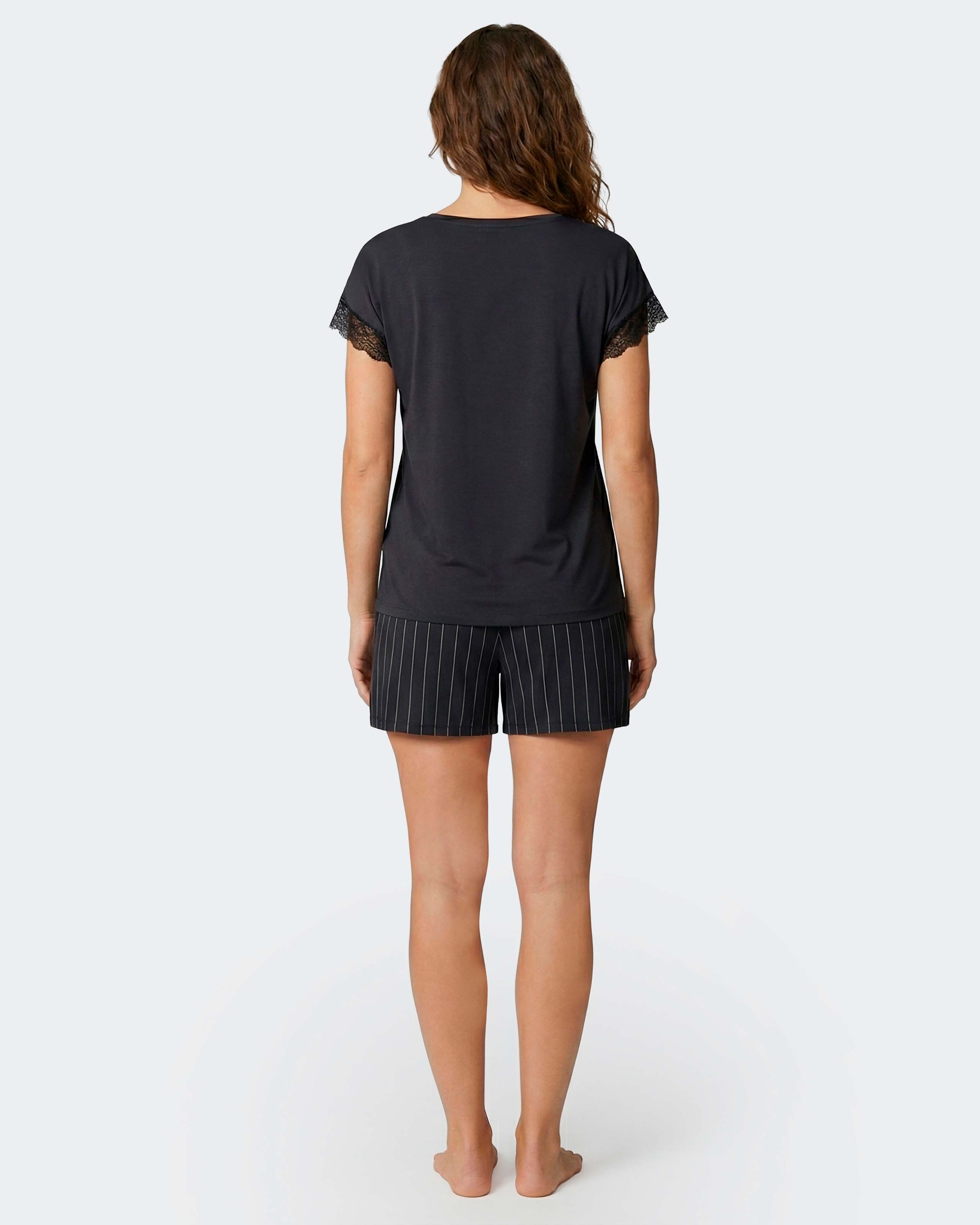 Pijama curto de mujer en algodón modal - Impetus - Azul marino Azul marino-3