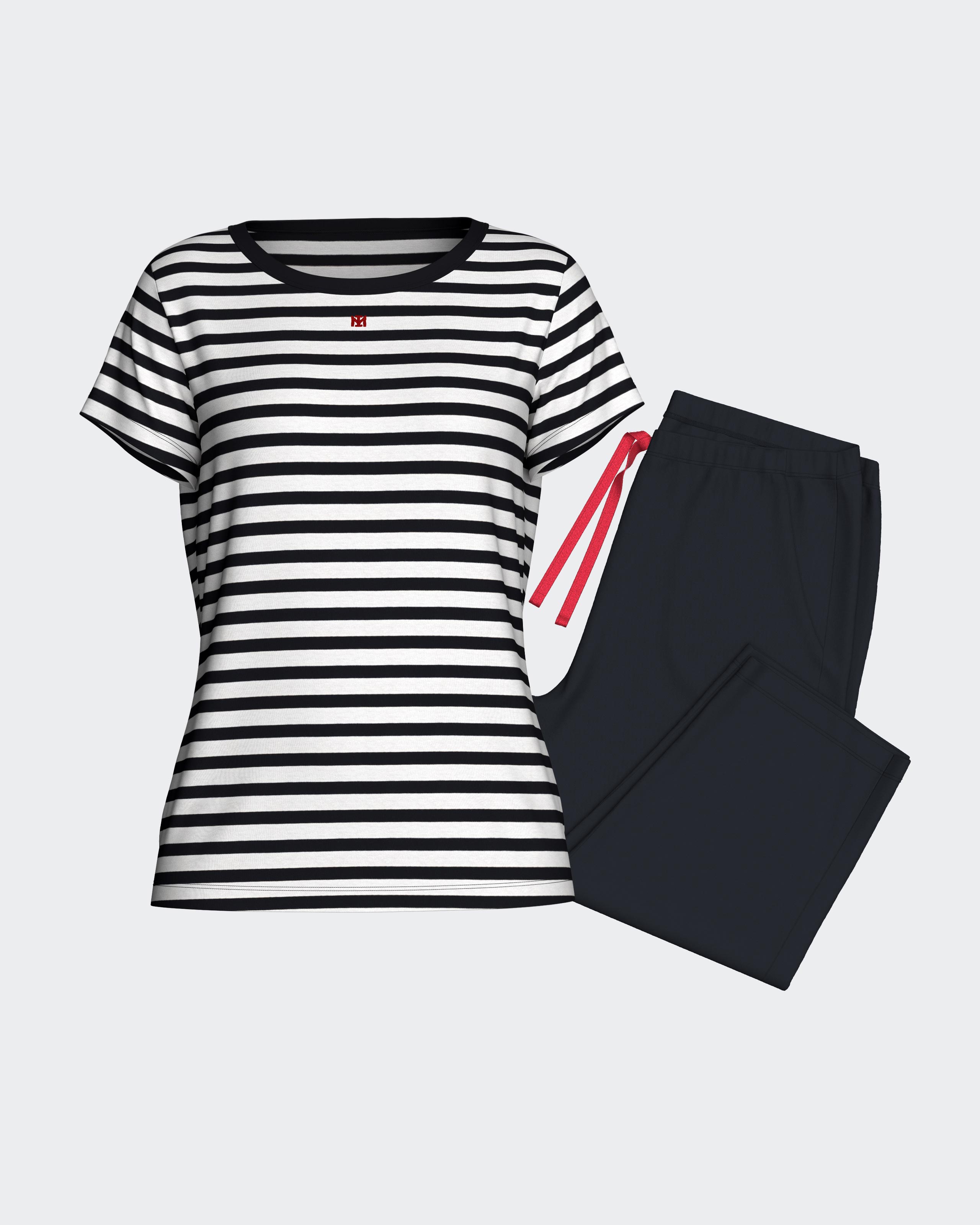 Pijama corto de mujer en modal - Impetus - Azul marino Azul marino-4