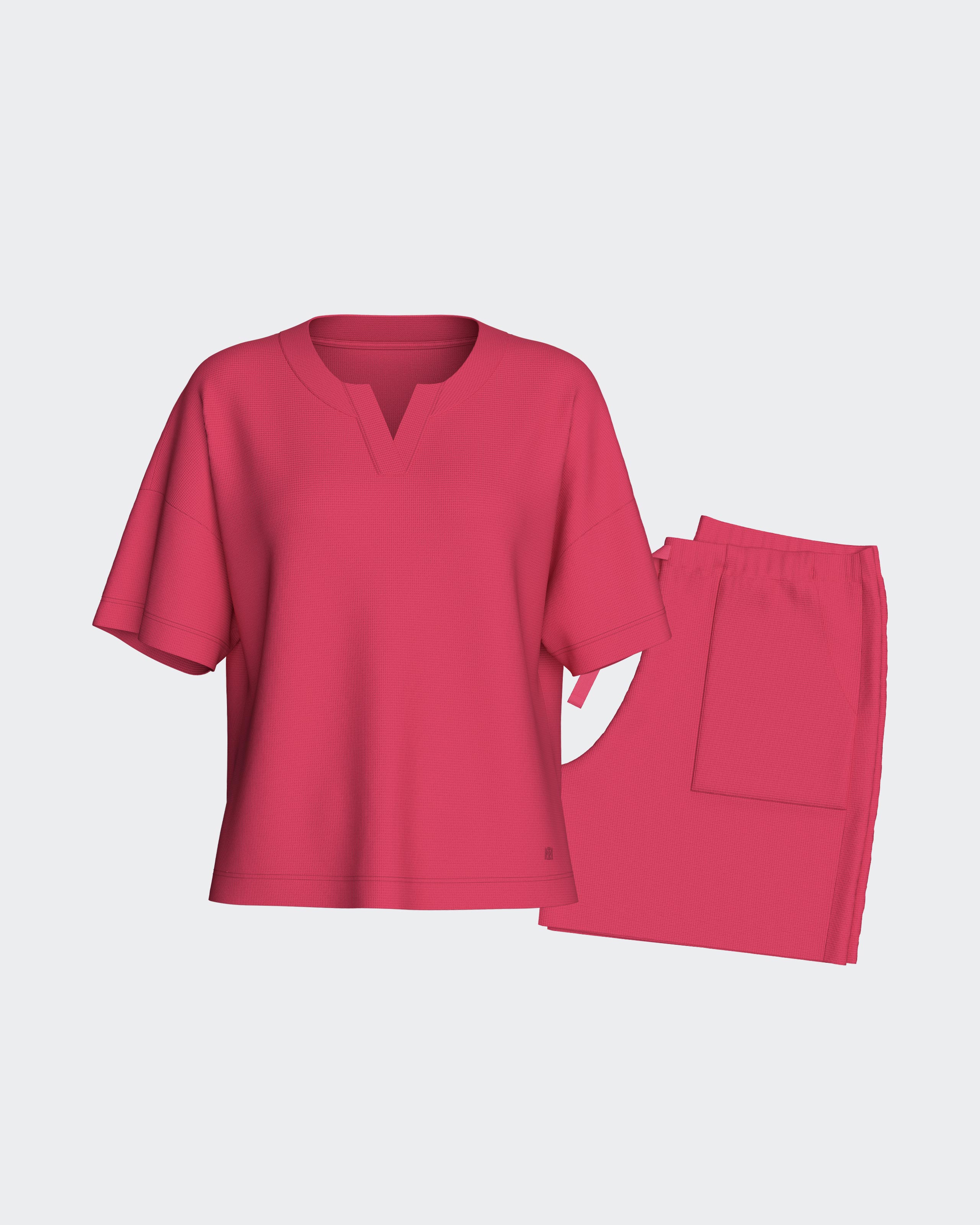 Conjunto de loungewear corto en algodón modal - Impetus - Rosa Rosa-3