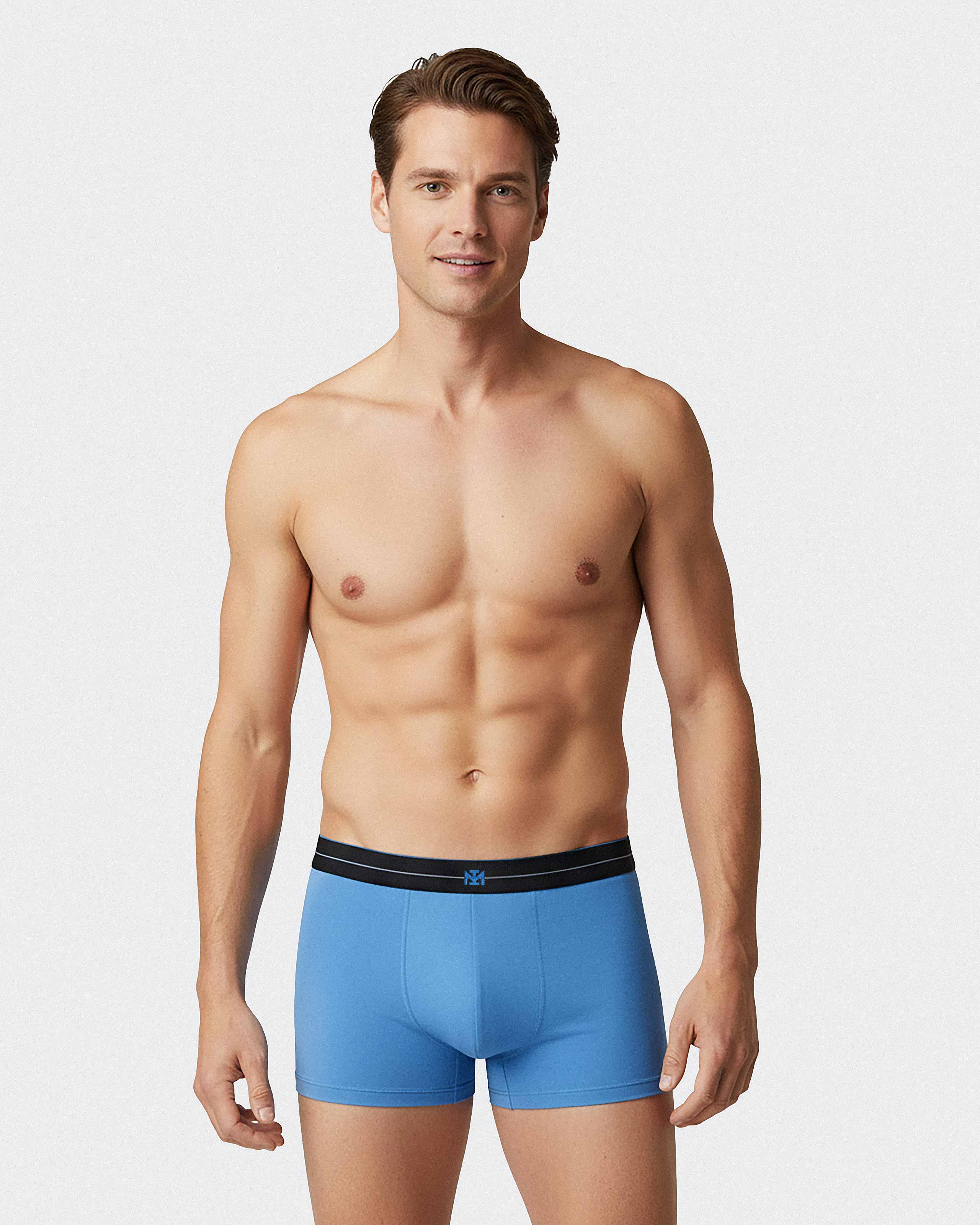 Tripack de bóxer de hombre de algodón. - Impetus - Azul claro / Azul marino Azul claro / Azul marino-1